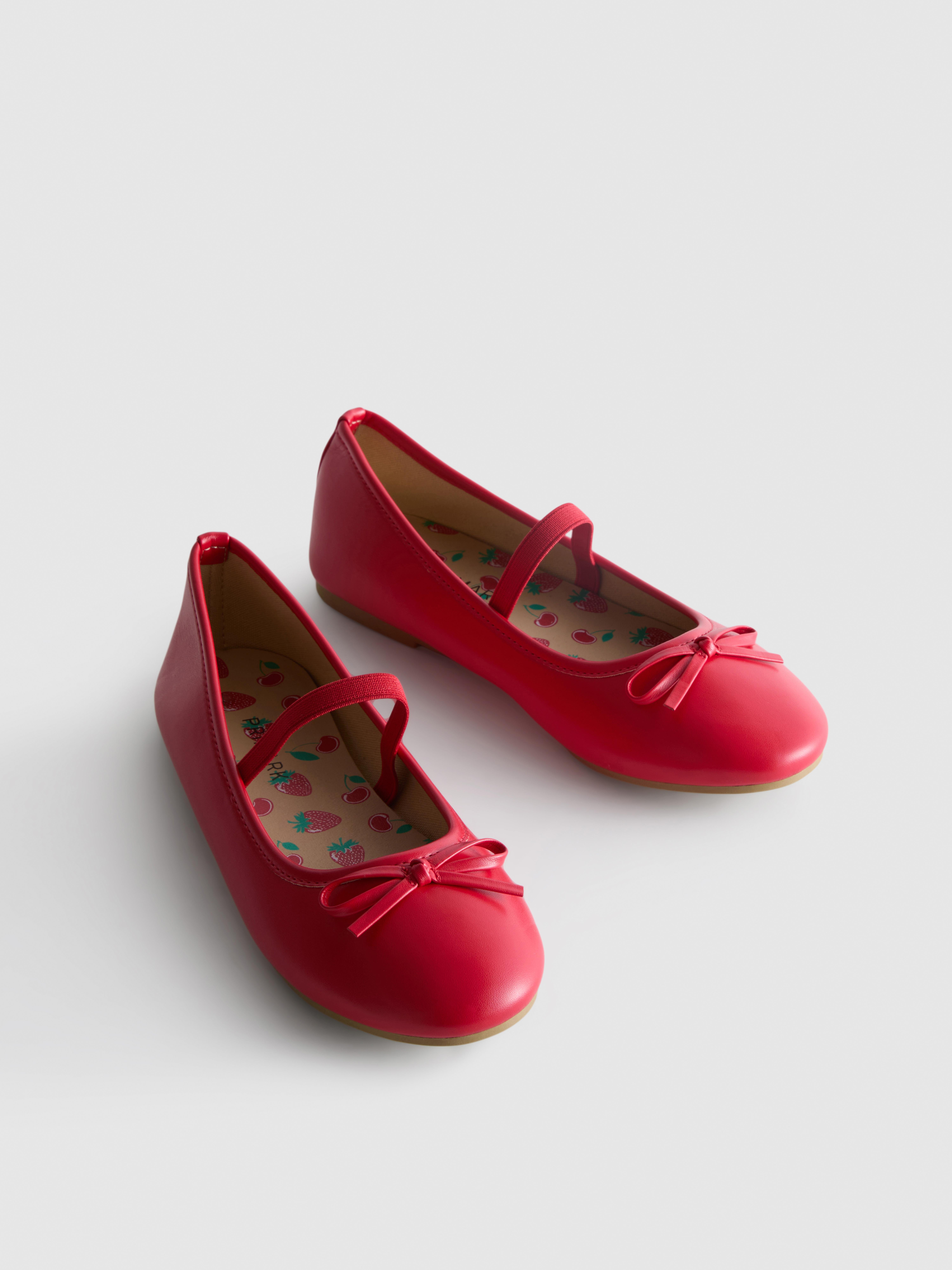 Girls Red Matte Ballet Pumps