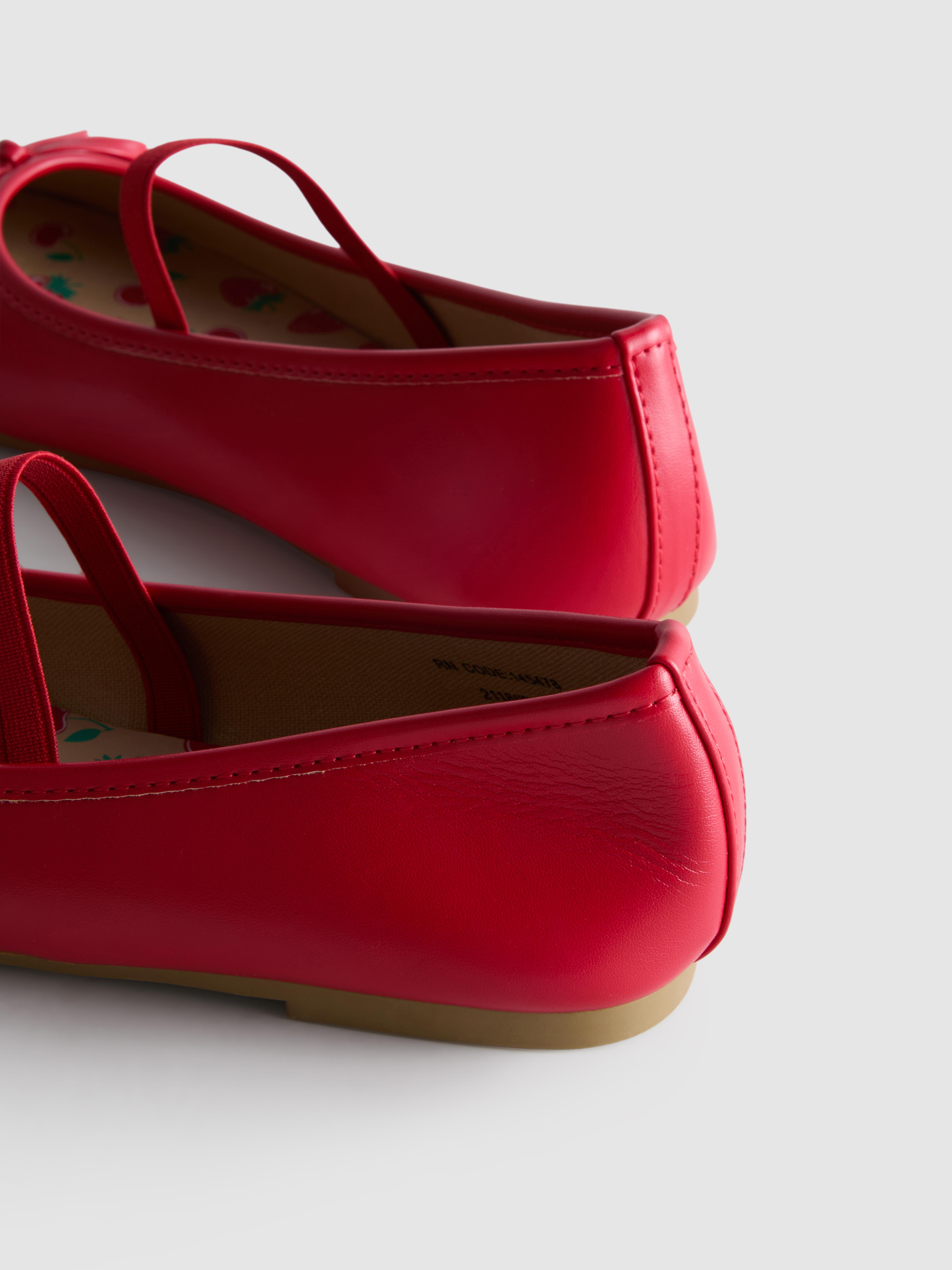 Girls Red Matte Ballet Pumps