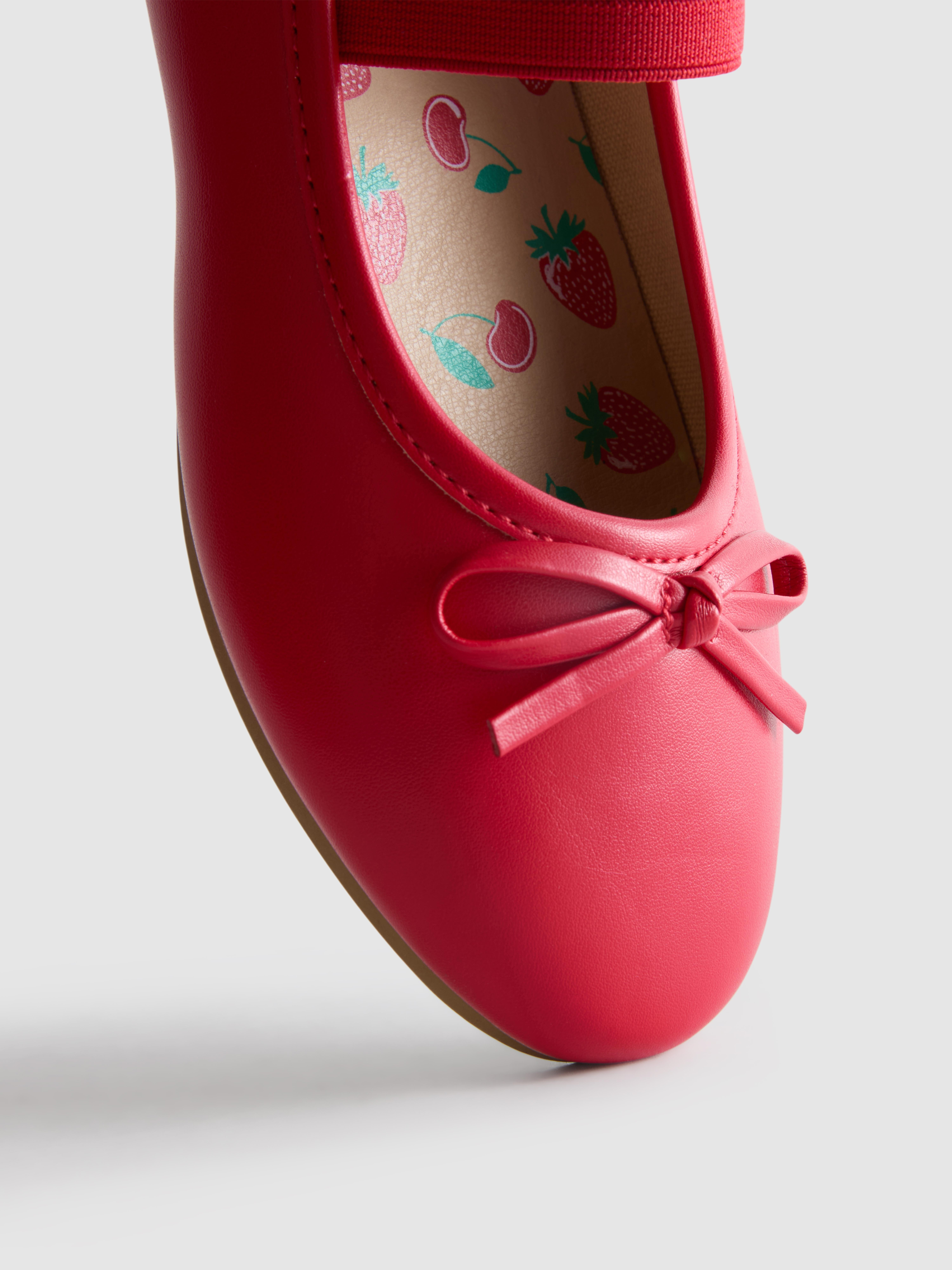 Girls Red Matte Ballet Pumps