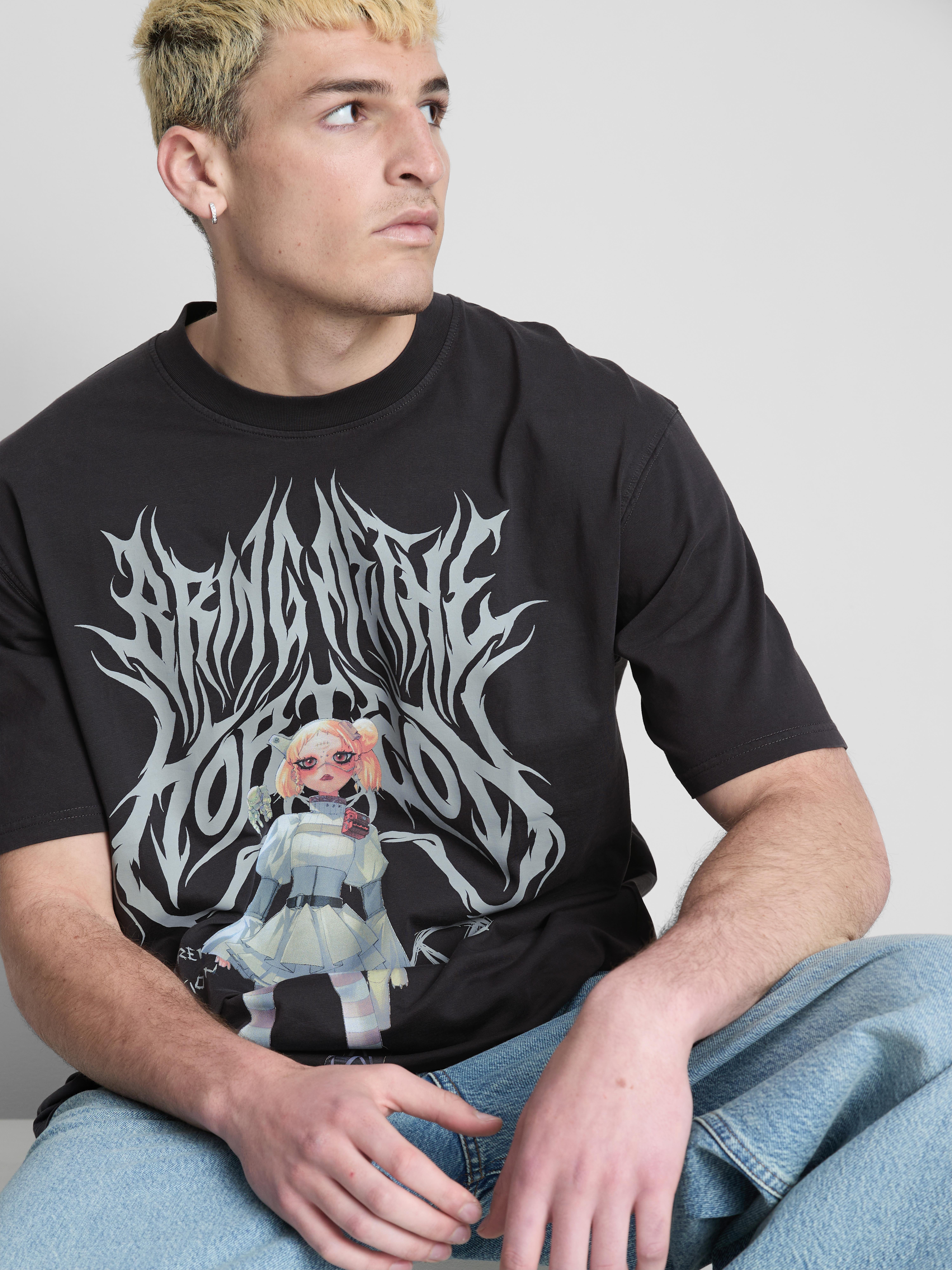 Mens Charcoal Bring Me The Horizon Short Sleeve T-Shirt | Primark