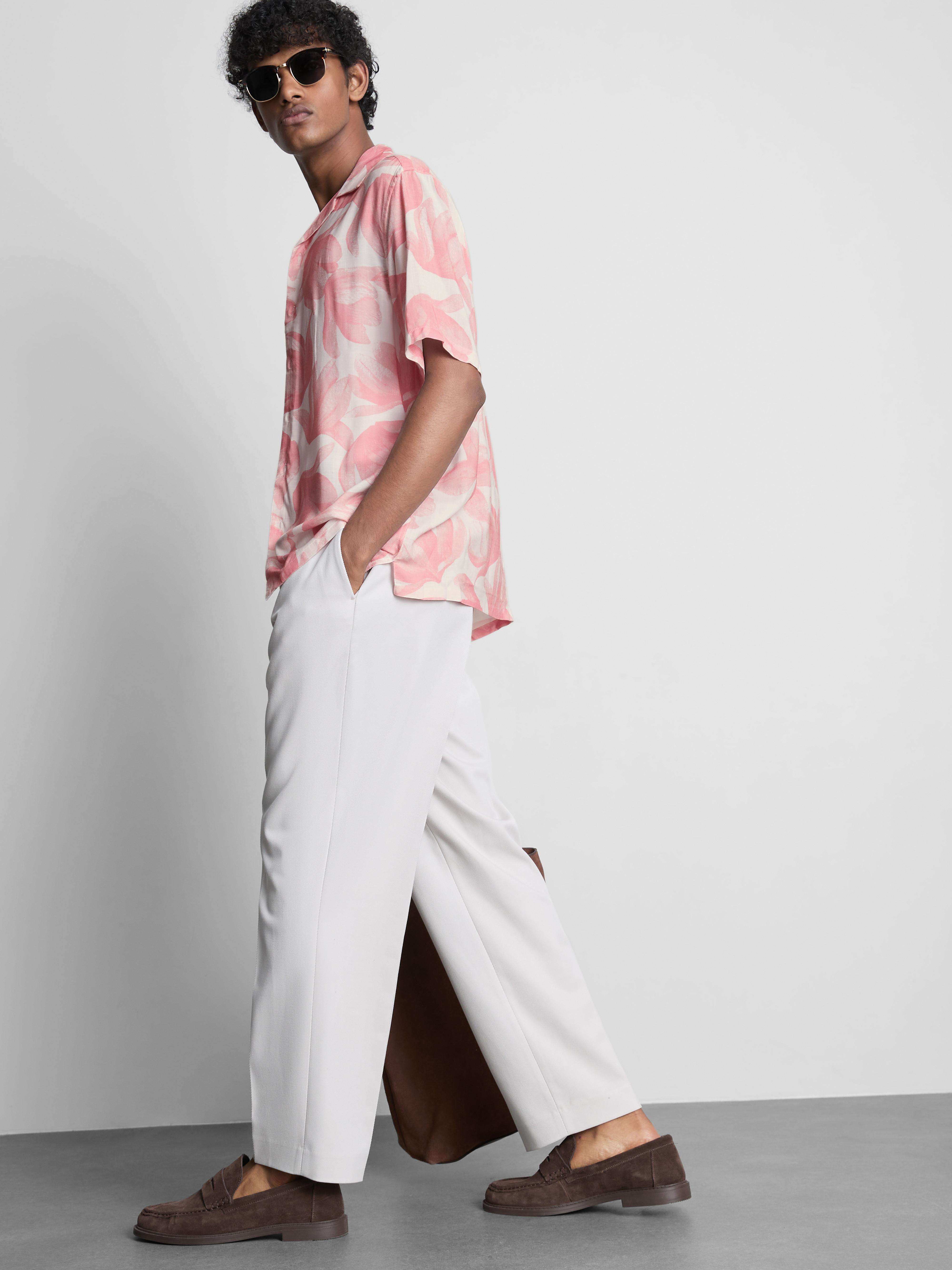 Košile s krátkým rukávem a akvarelovým květinovým motivem