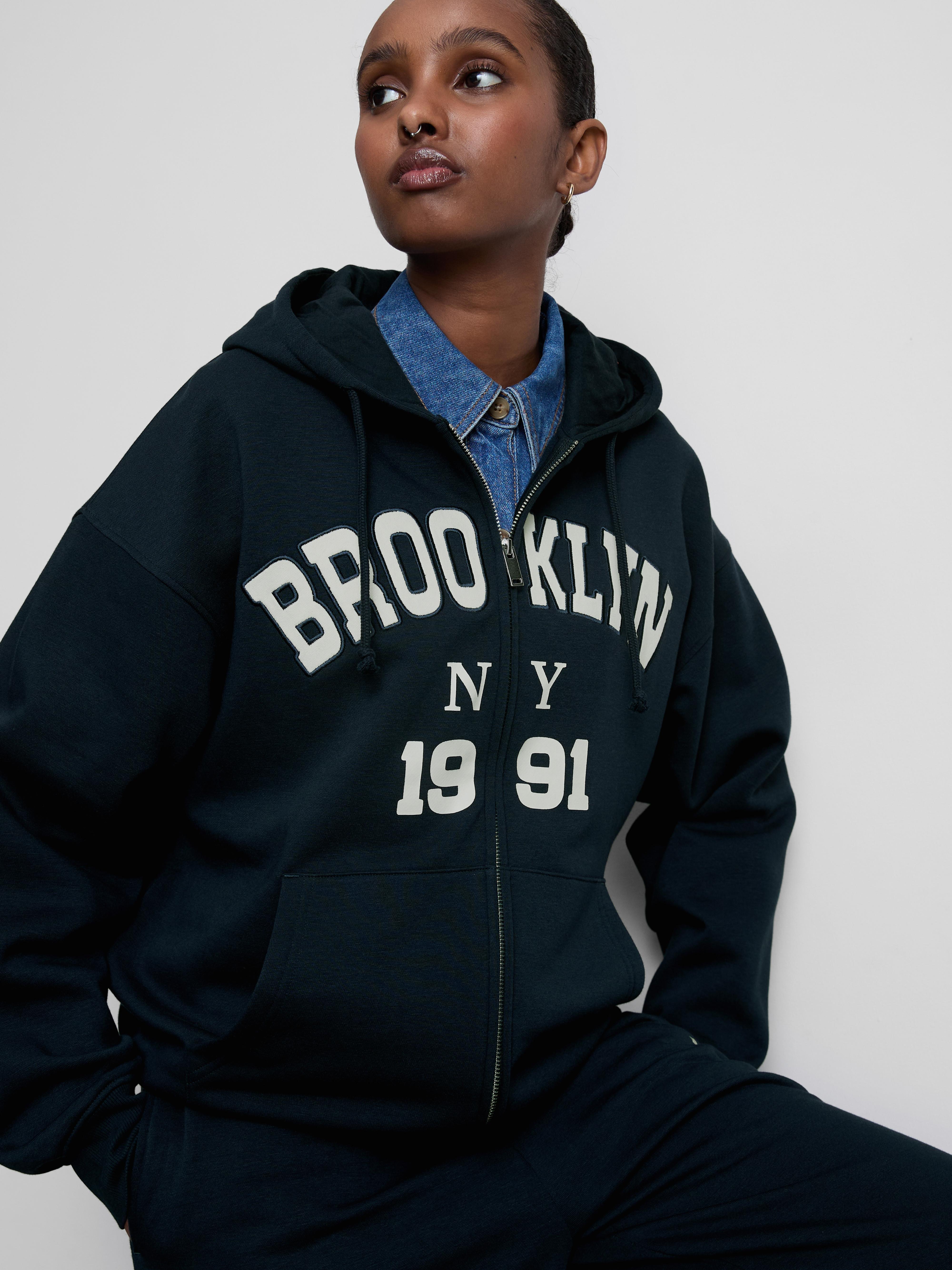 Women's Navy Brooklyn Zip-Up Hoodie