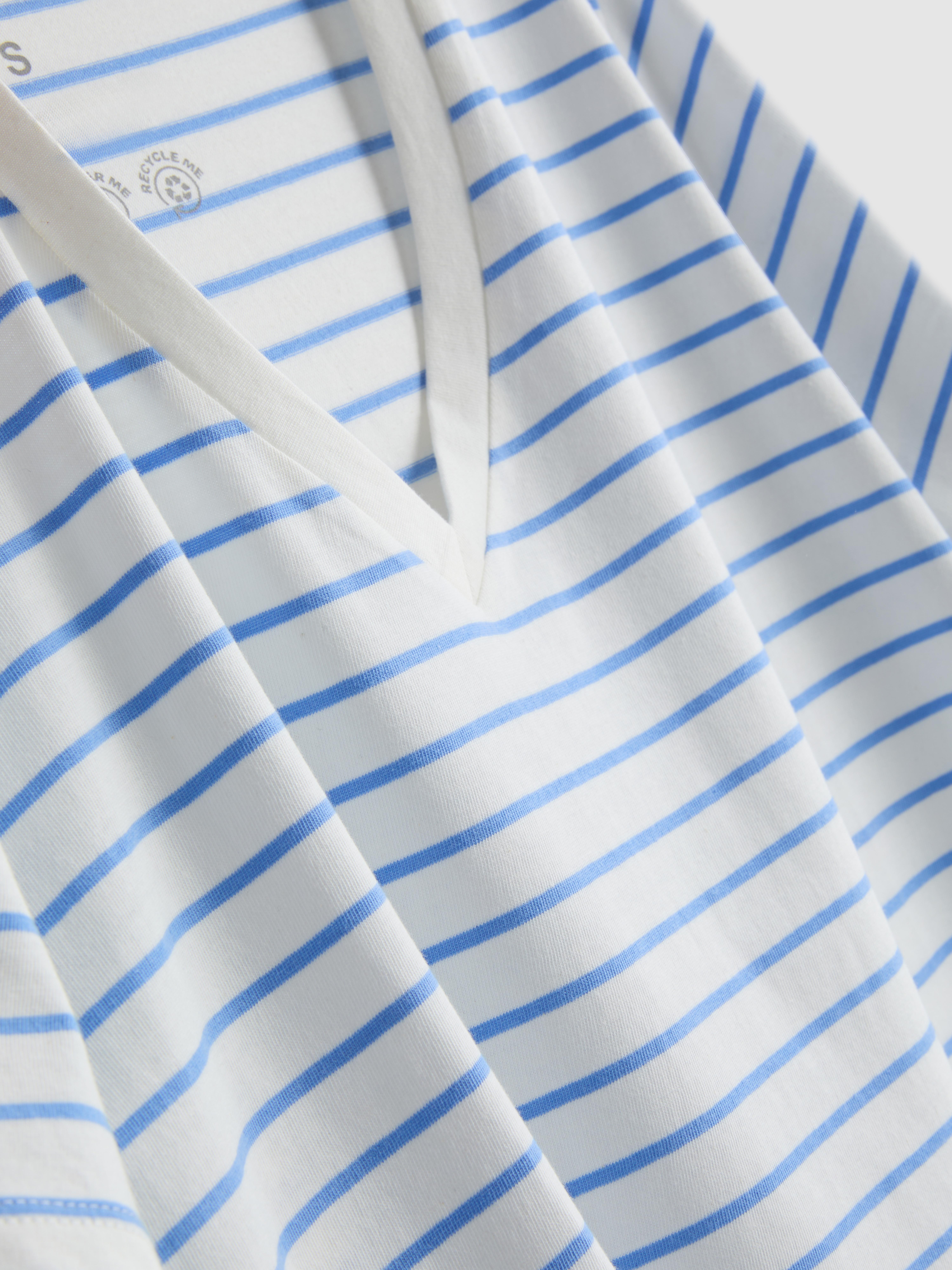 Cotton Striped V-Neck Tee