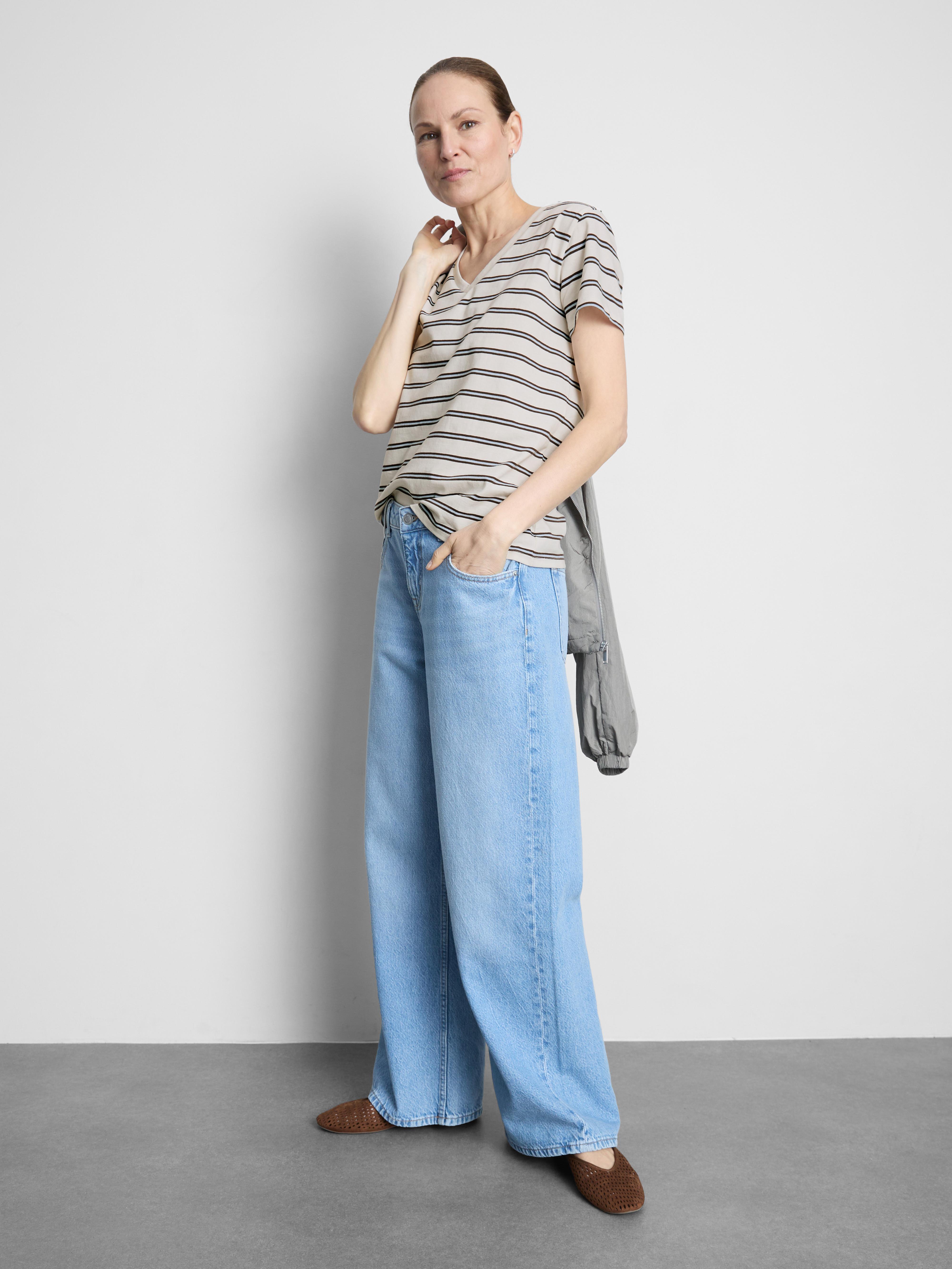 Cotton Striped V-Neck Tee