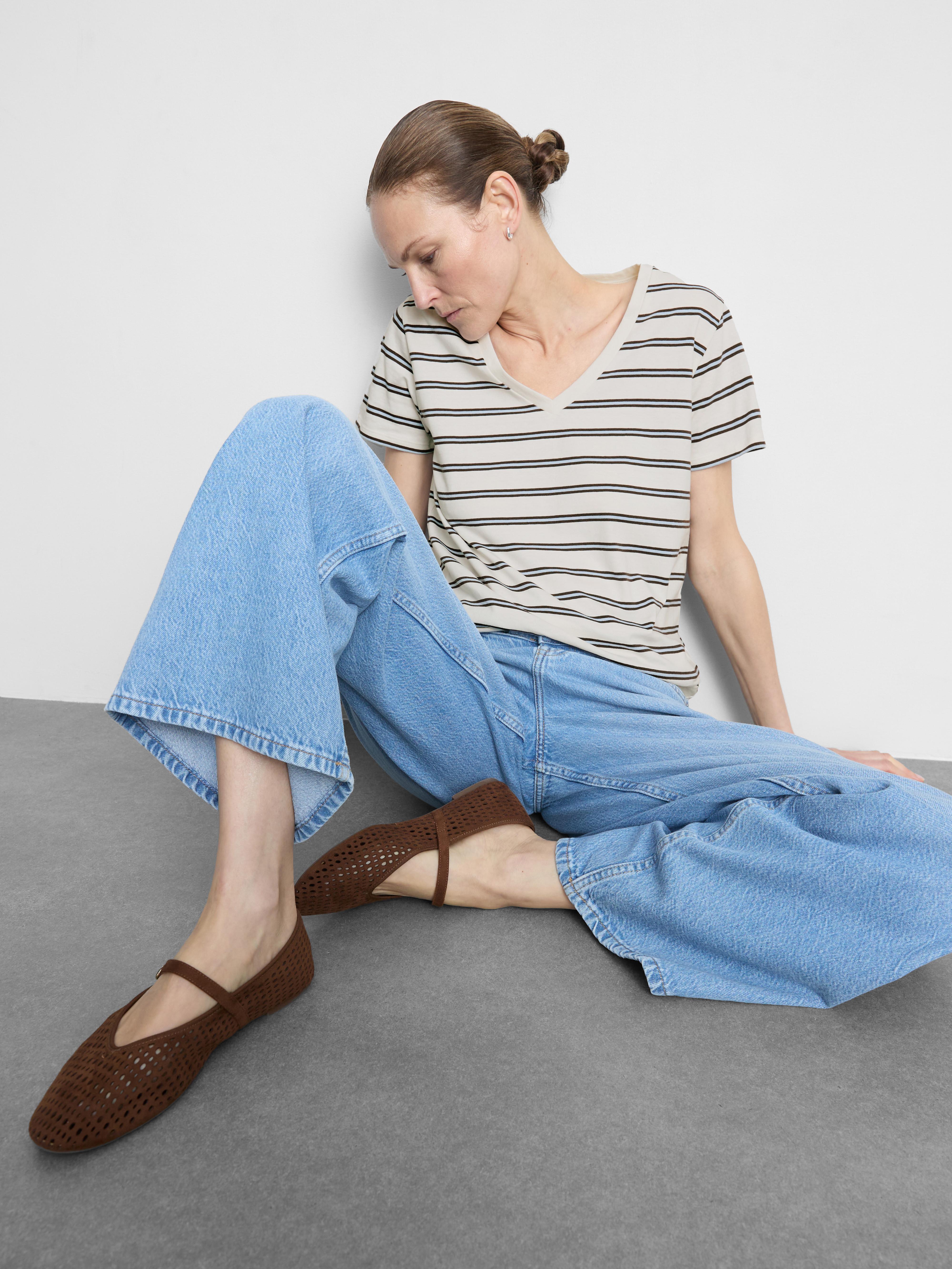 Cotton Striped V-Neck Tee