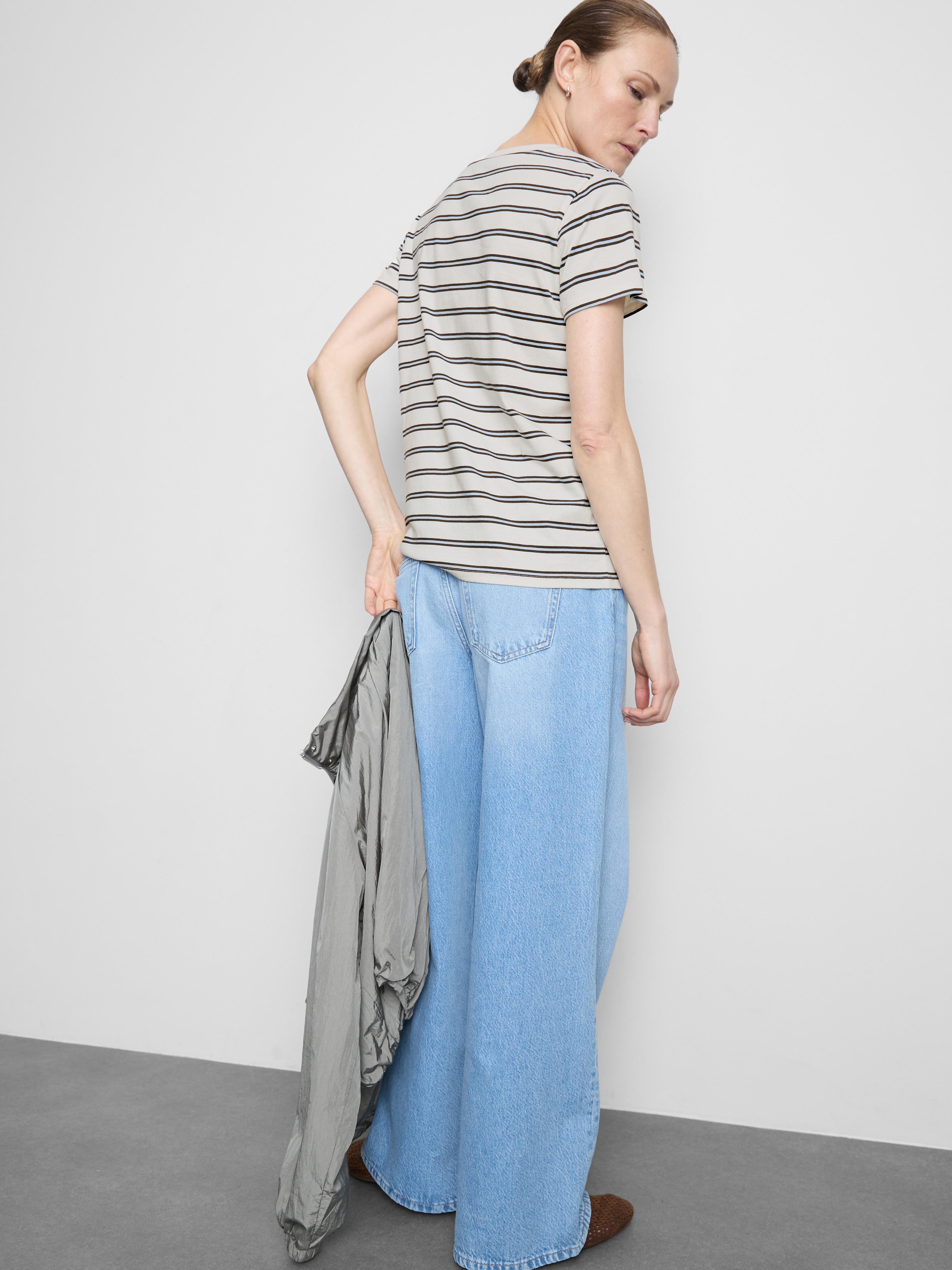 Cotton Striped V-Neck Tee