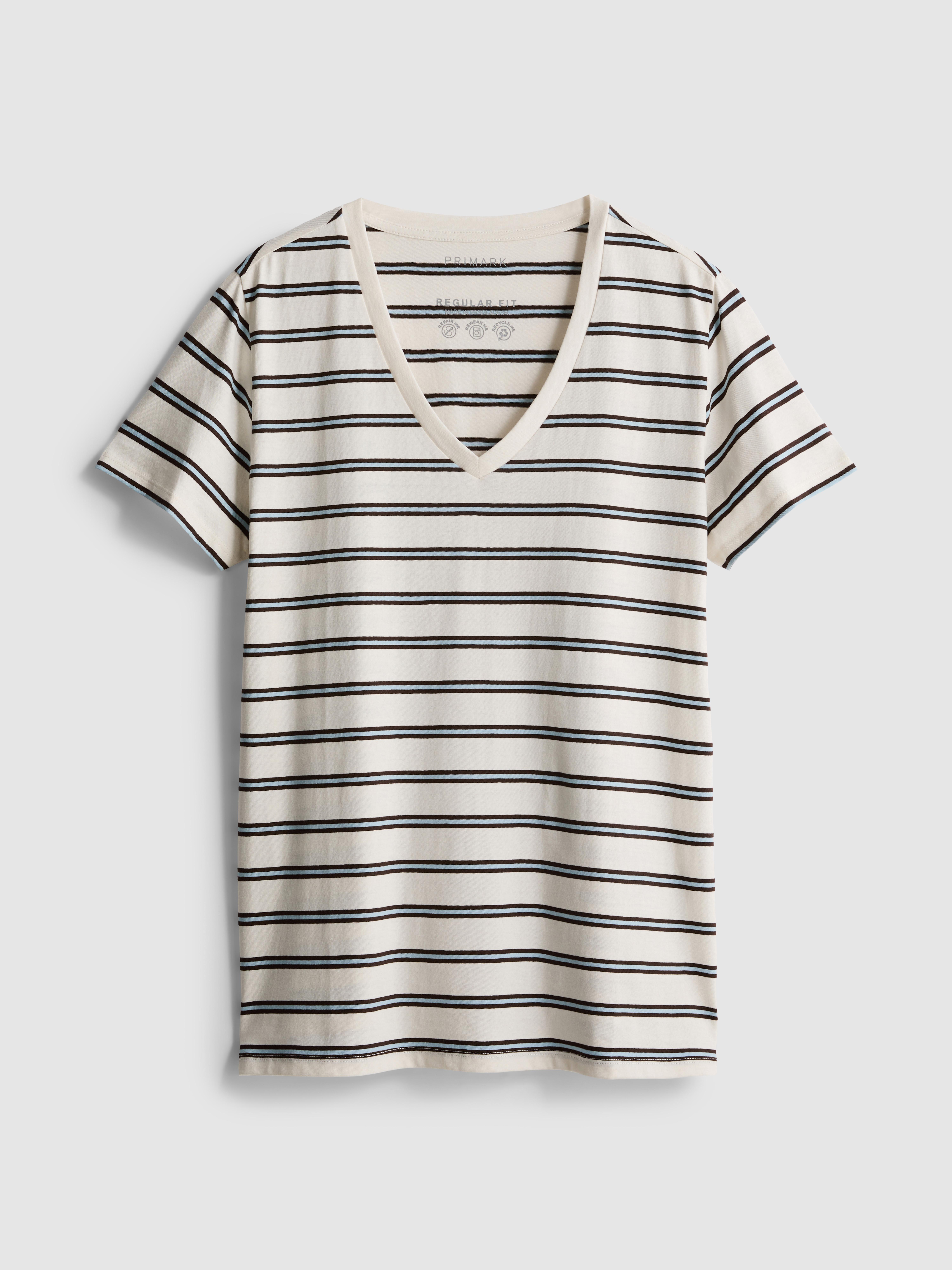 Cotton Striped V-Neck Tee