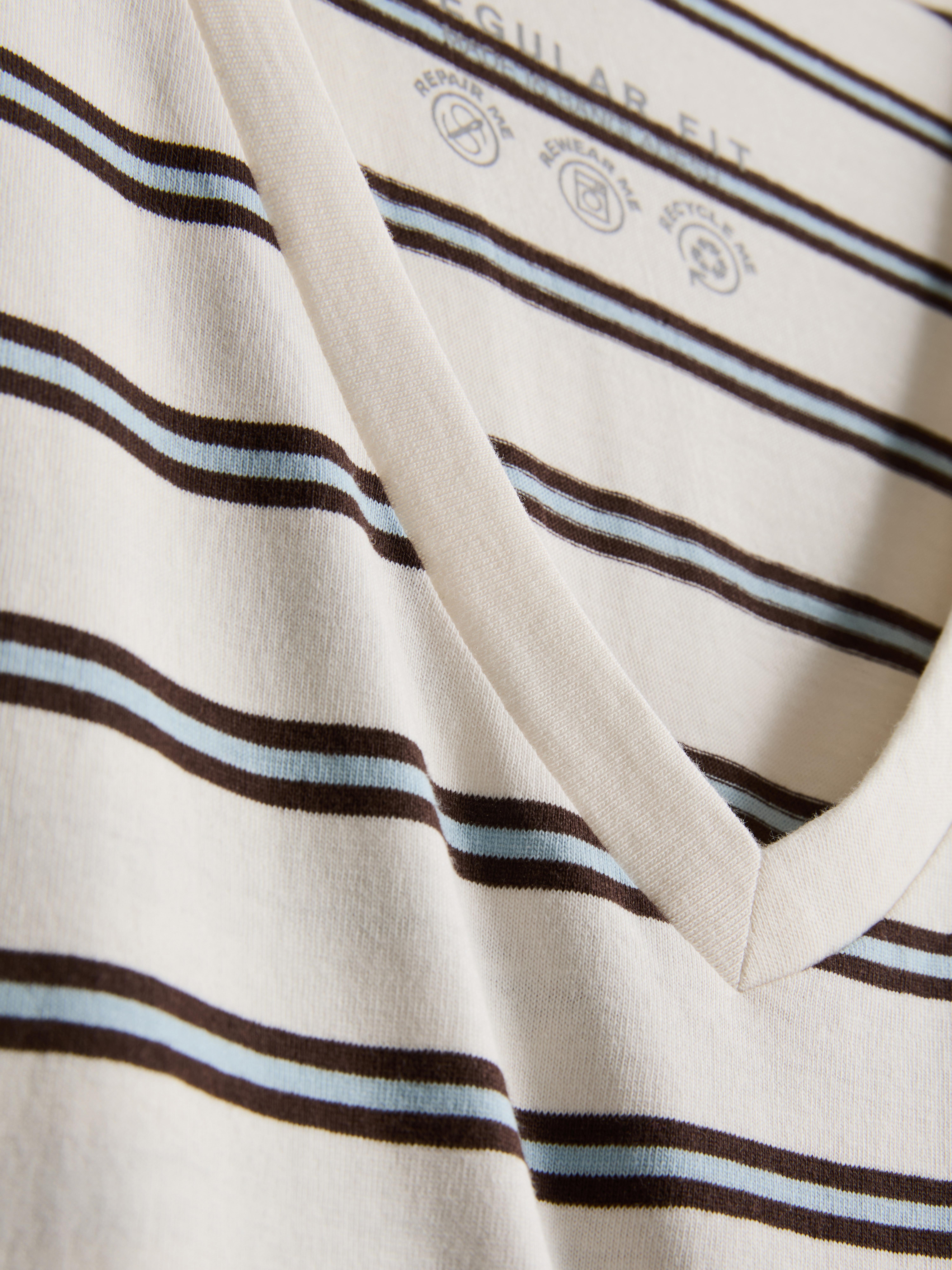 Cotton Striped V-Neck Tee