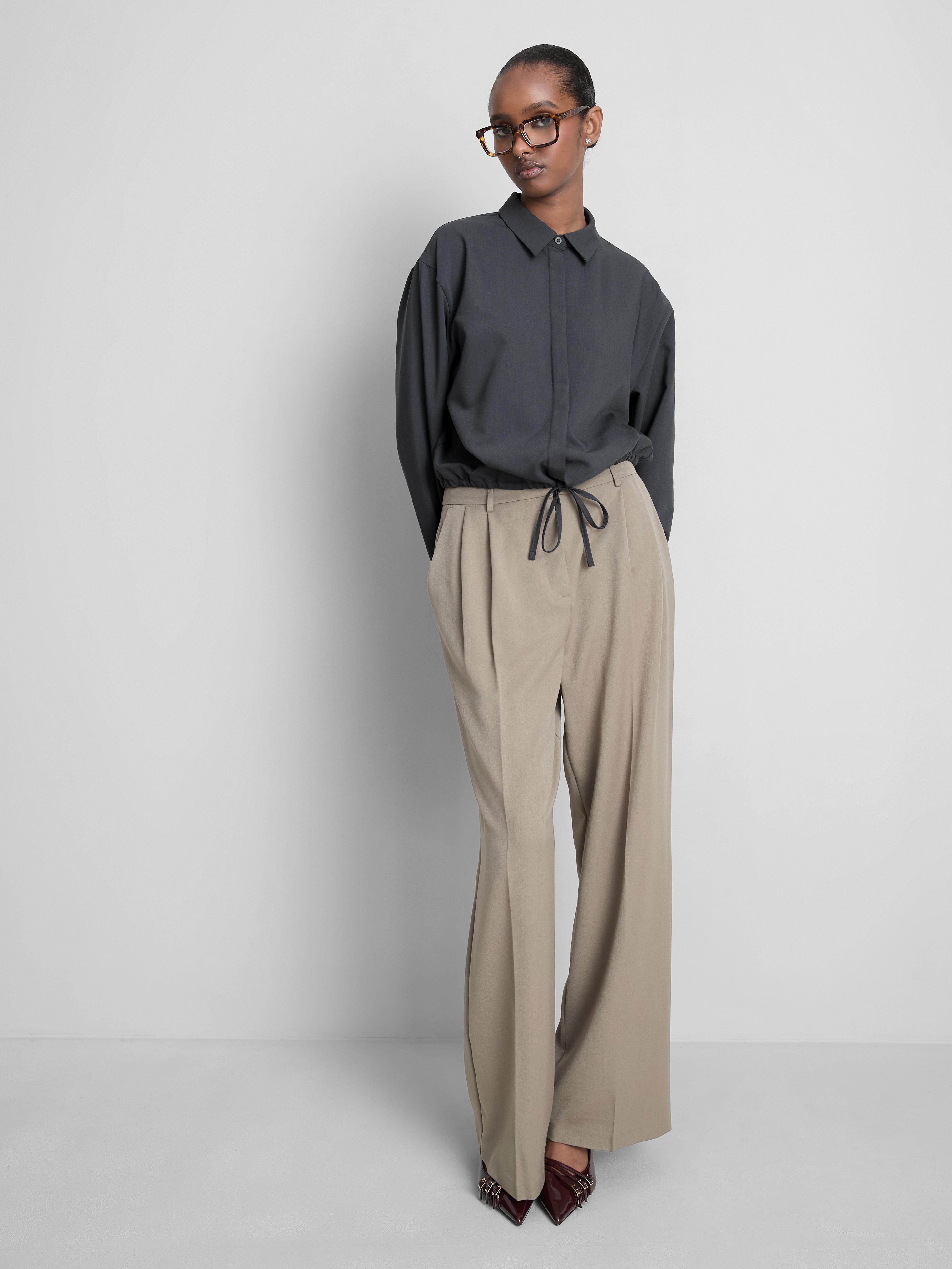 Collared Cropped Drawcord Shirt