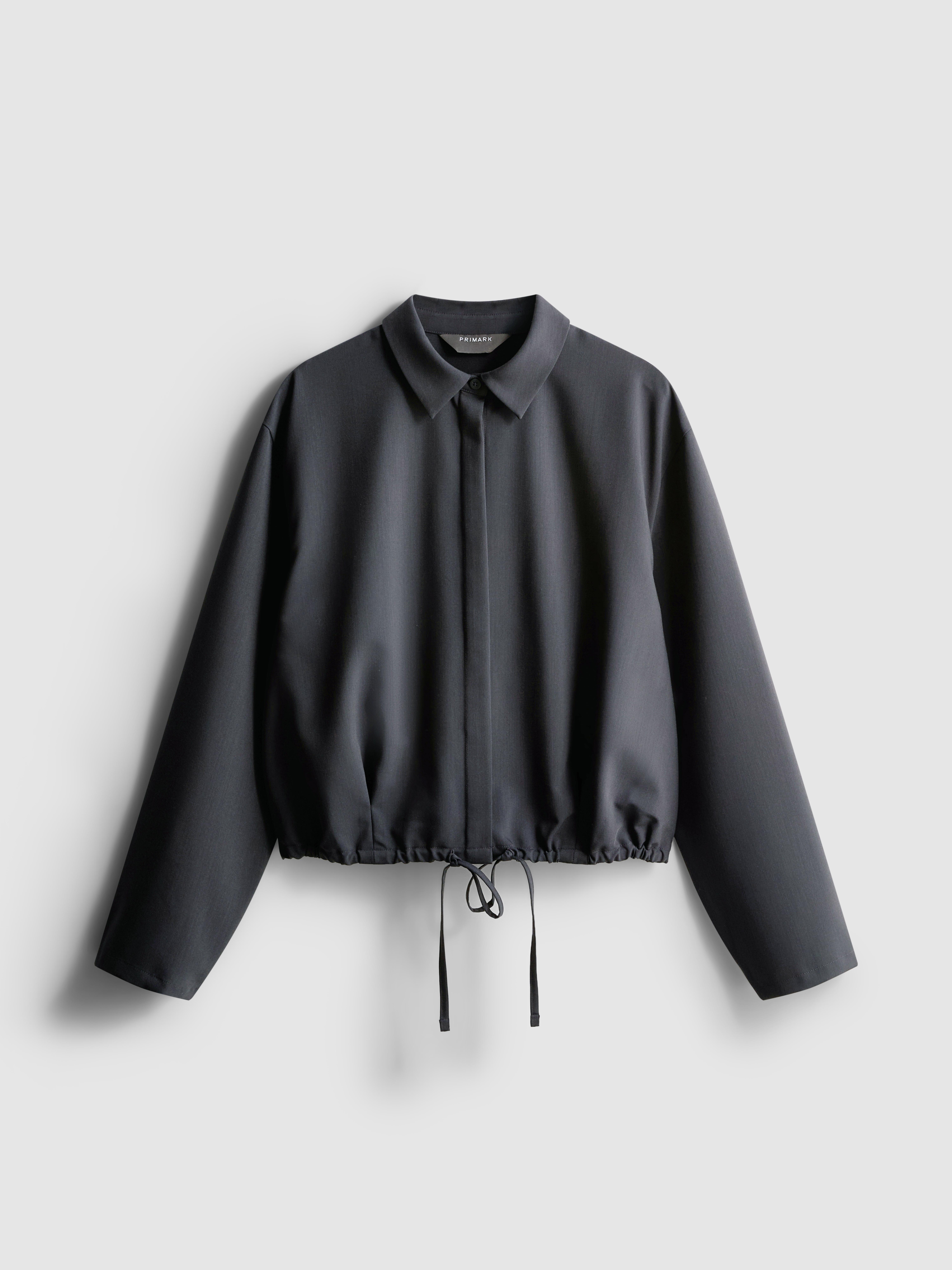 Collared Cropped Drawcord Shirt
