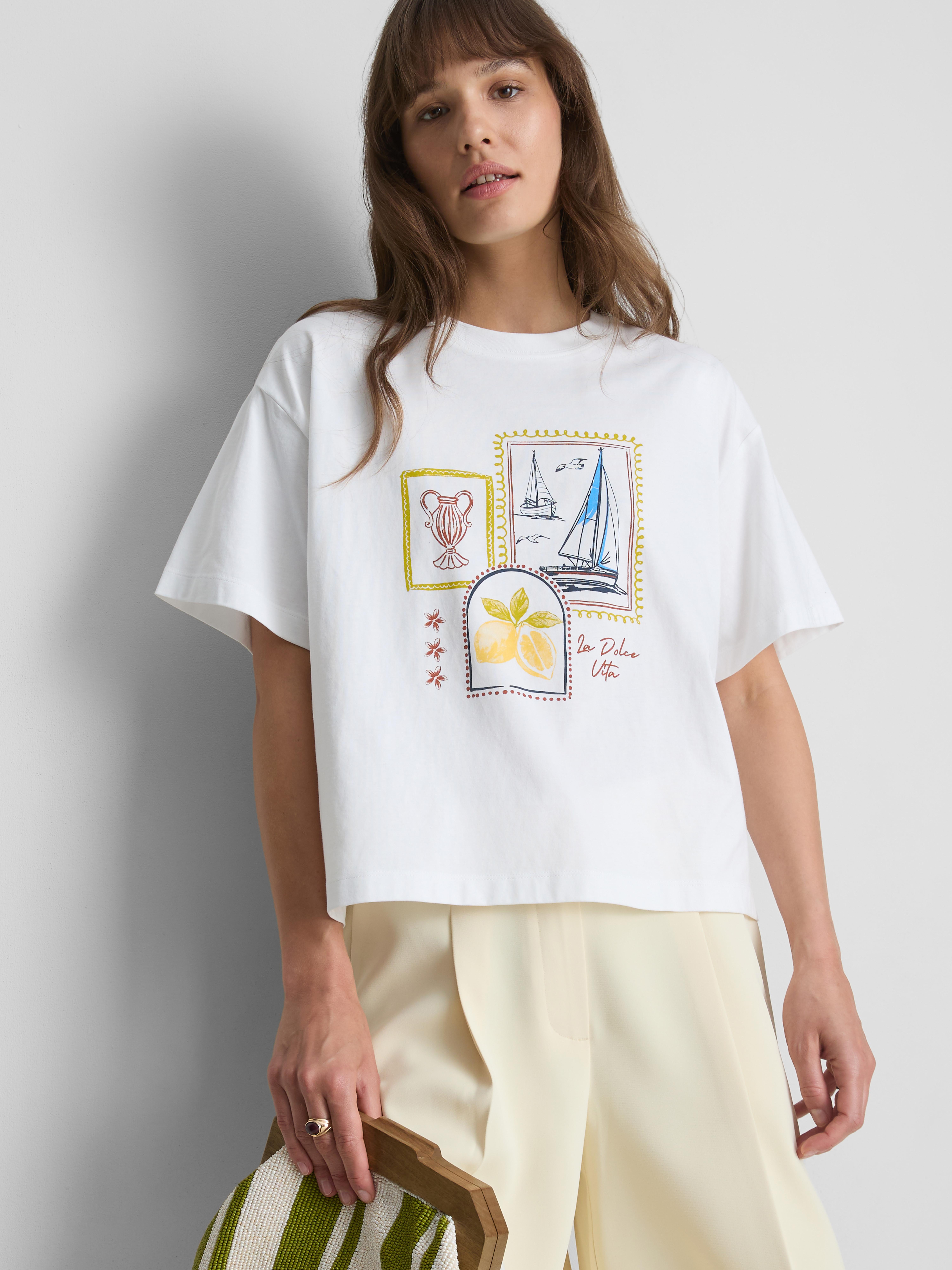 Maglietta squadrata in cotone con grafica