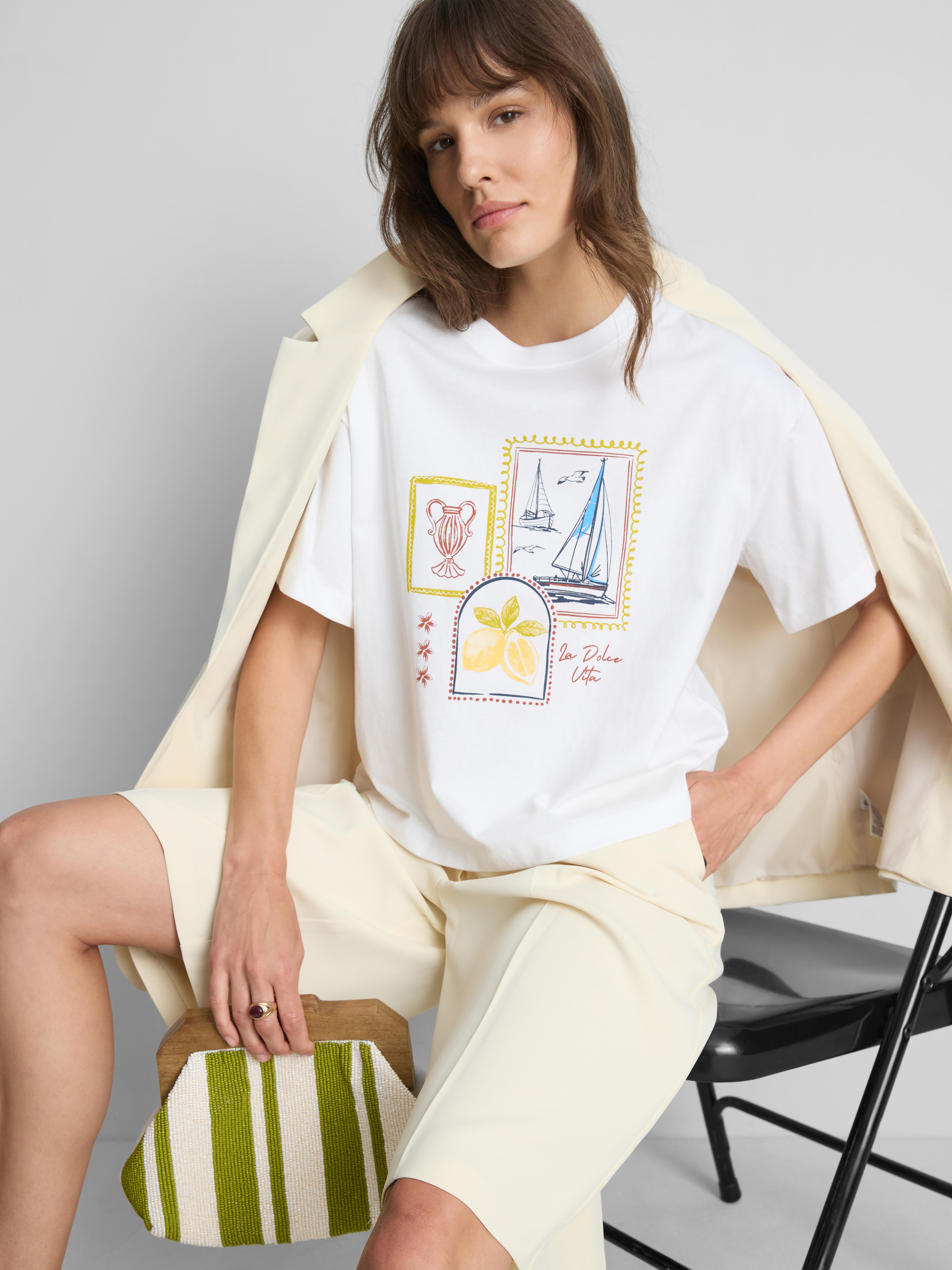 Maglietta squadrata in cotone con grafica