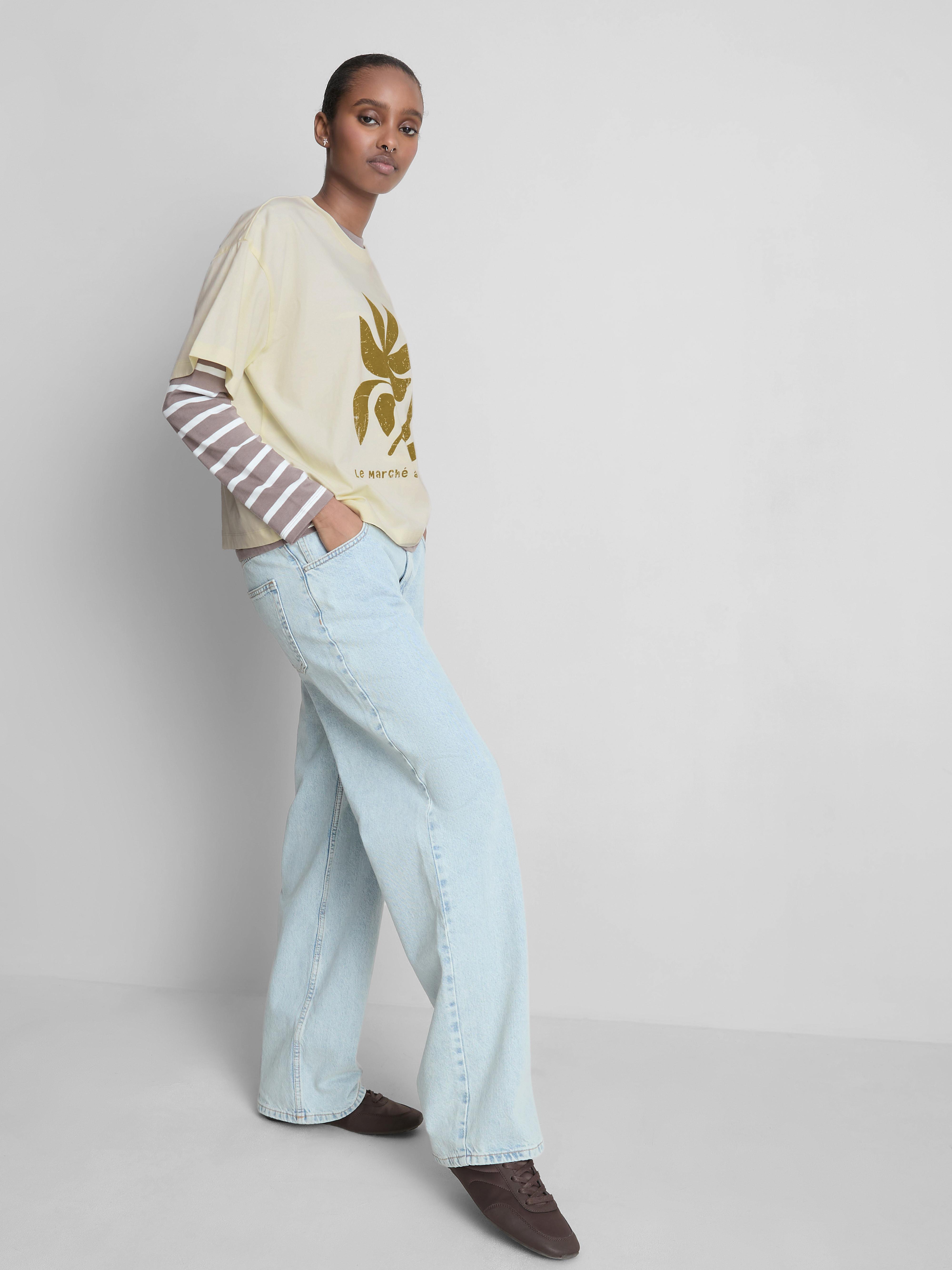 Boxy Cotton Graphic Tee Natural