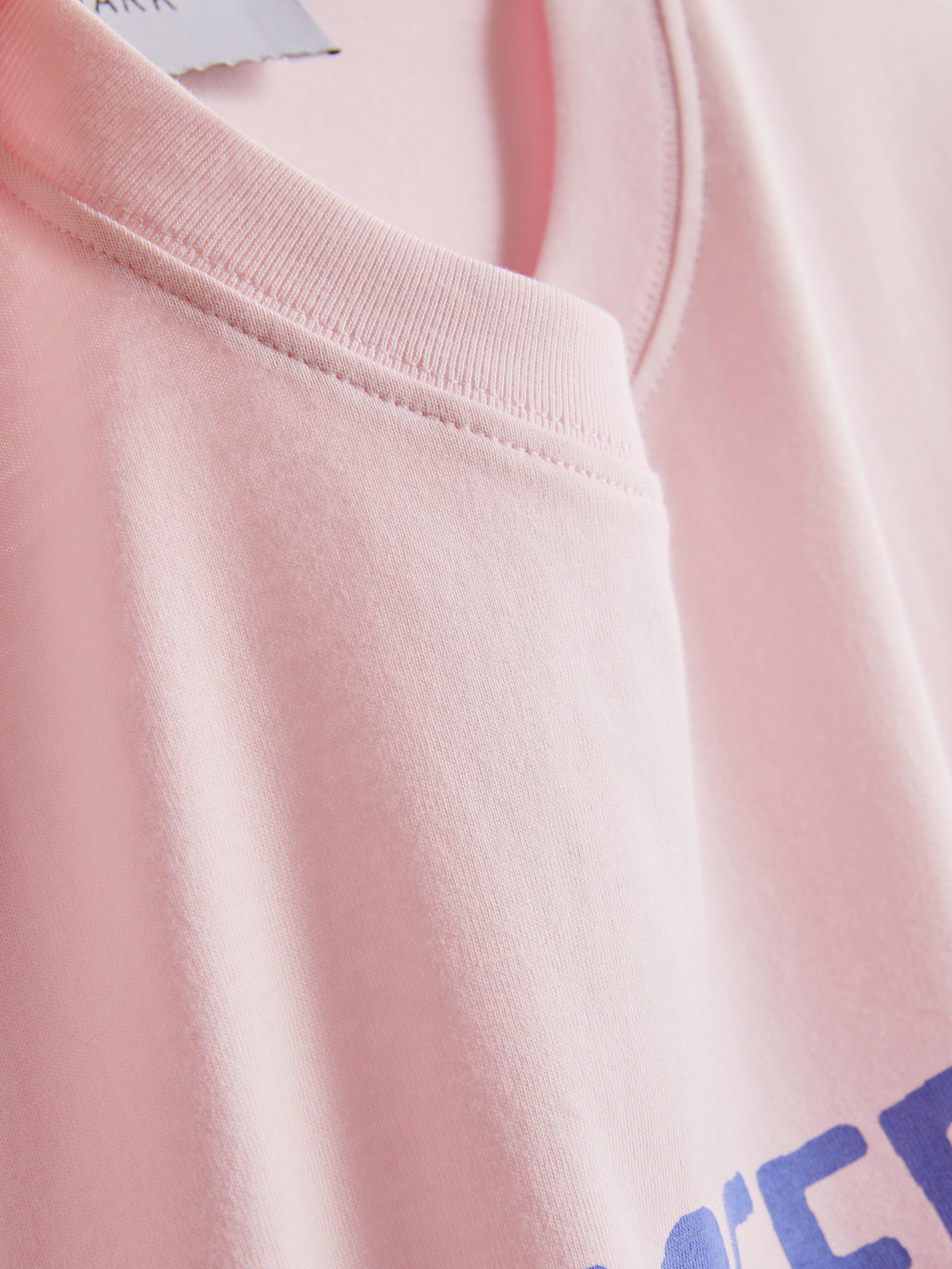 T-shirt droit en coton à col ras-du-cou - Rose - Femme