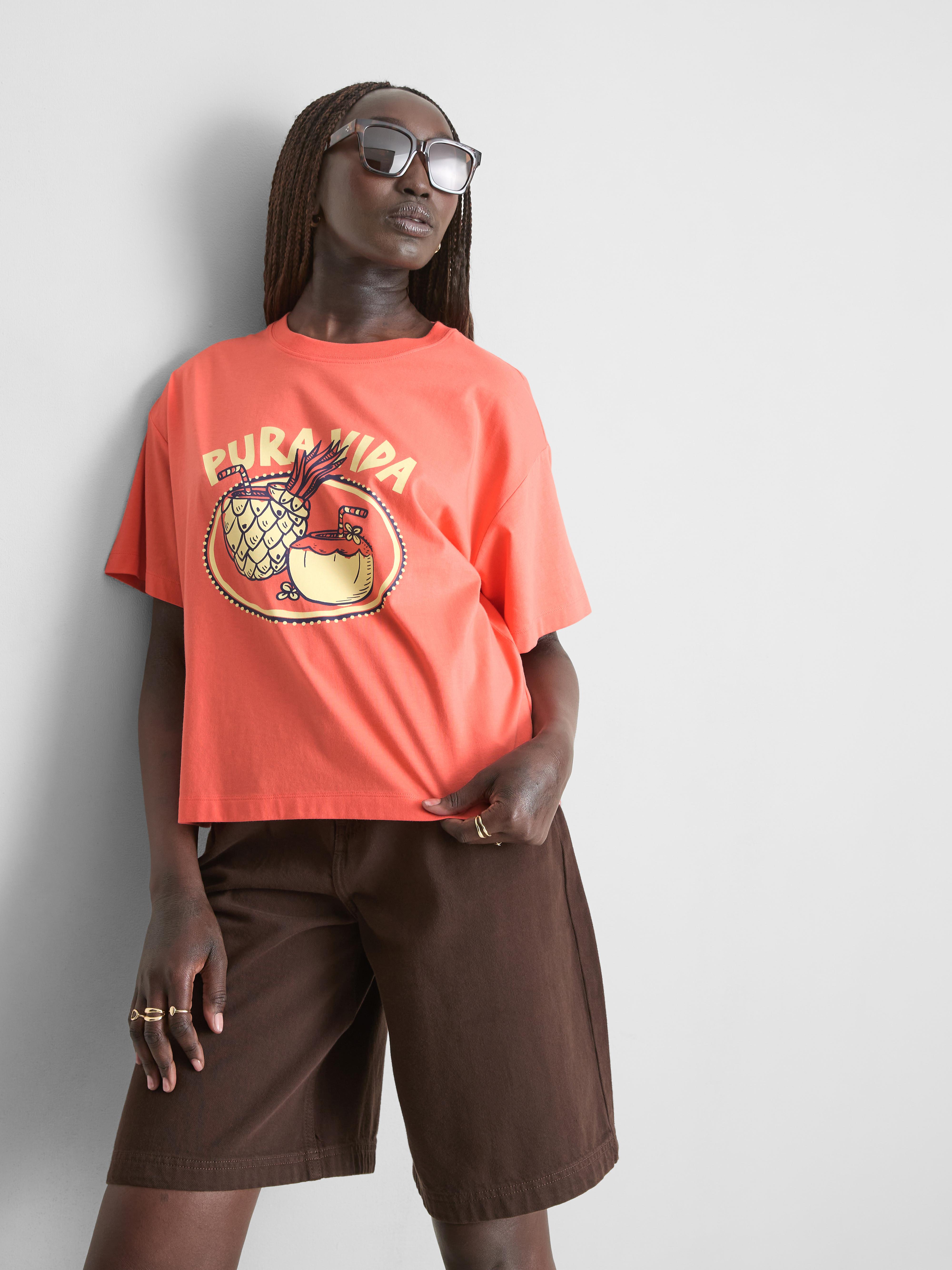 Baumwoll-T-Shirt mit geradem Schnitt