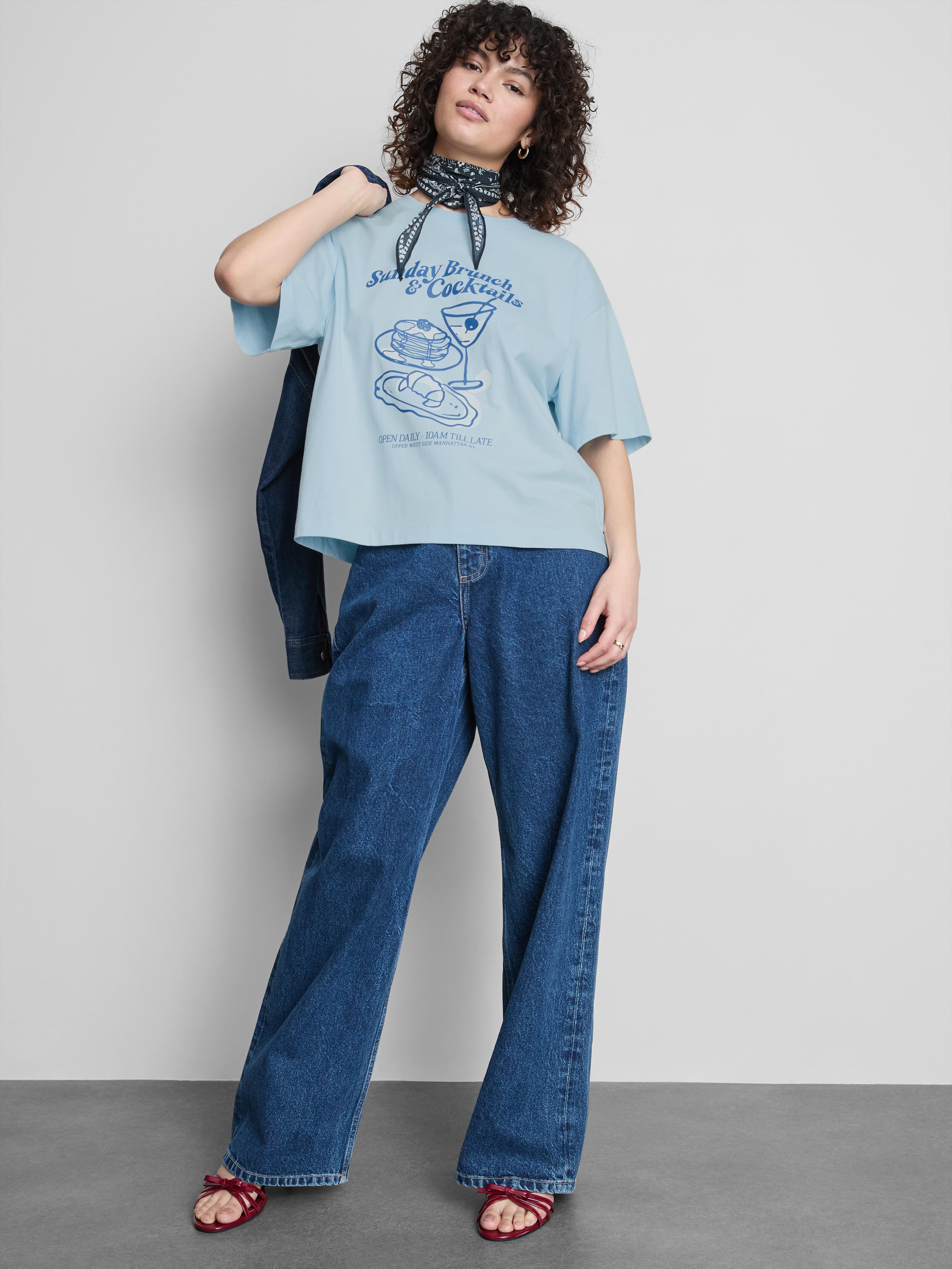 Wijdvallend katoenen T-shirt met print