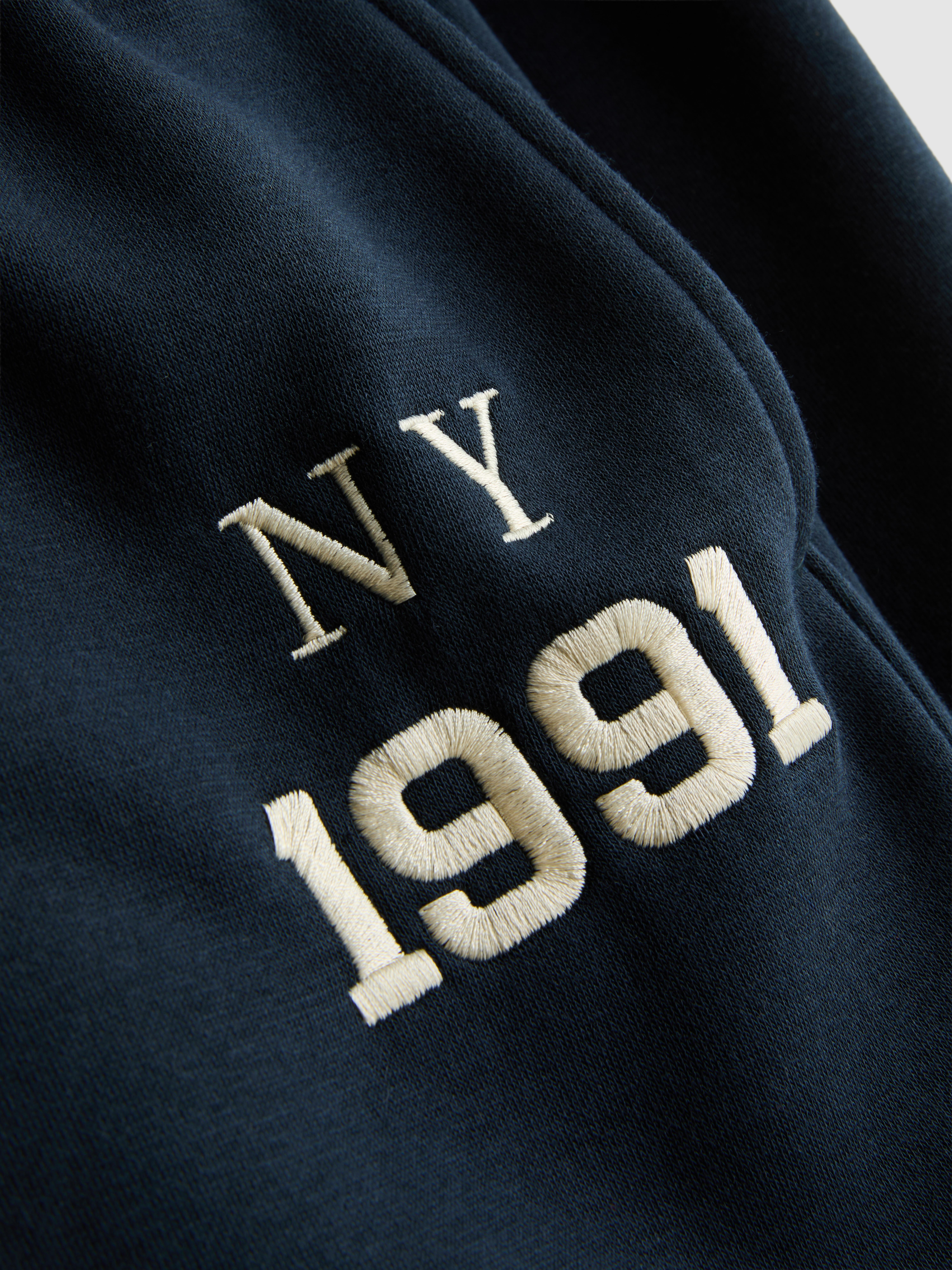 Women's Navy Embroidered Wide-Leg Joggers