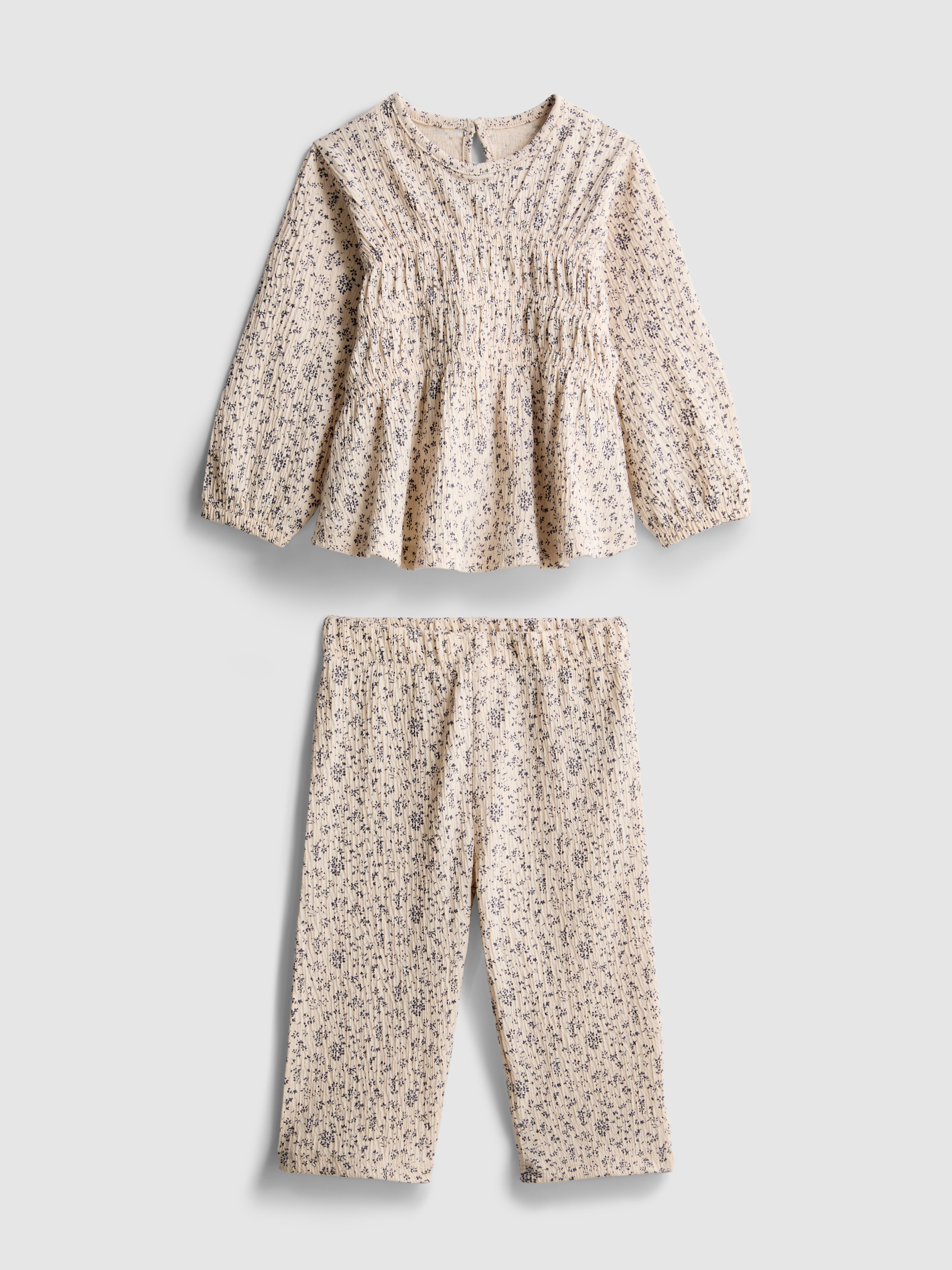 0-36 mesi | Maglia a maniche lunghe floreale e pantaloni