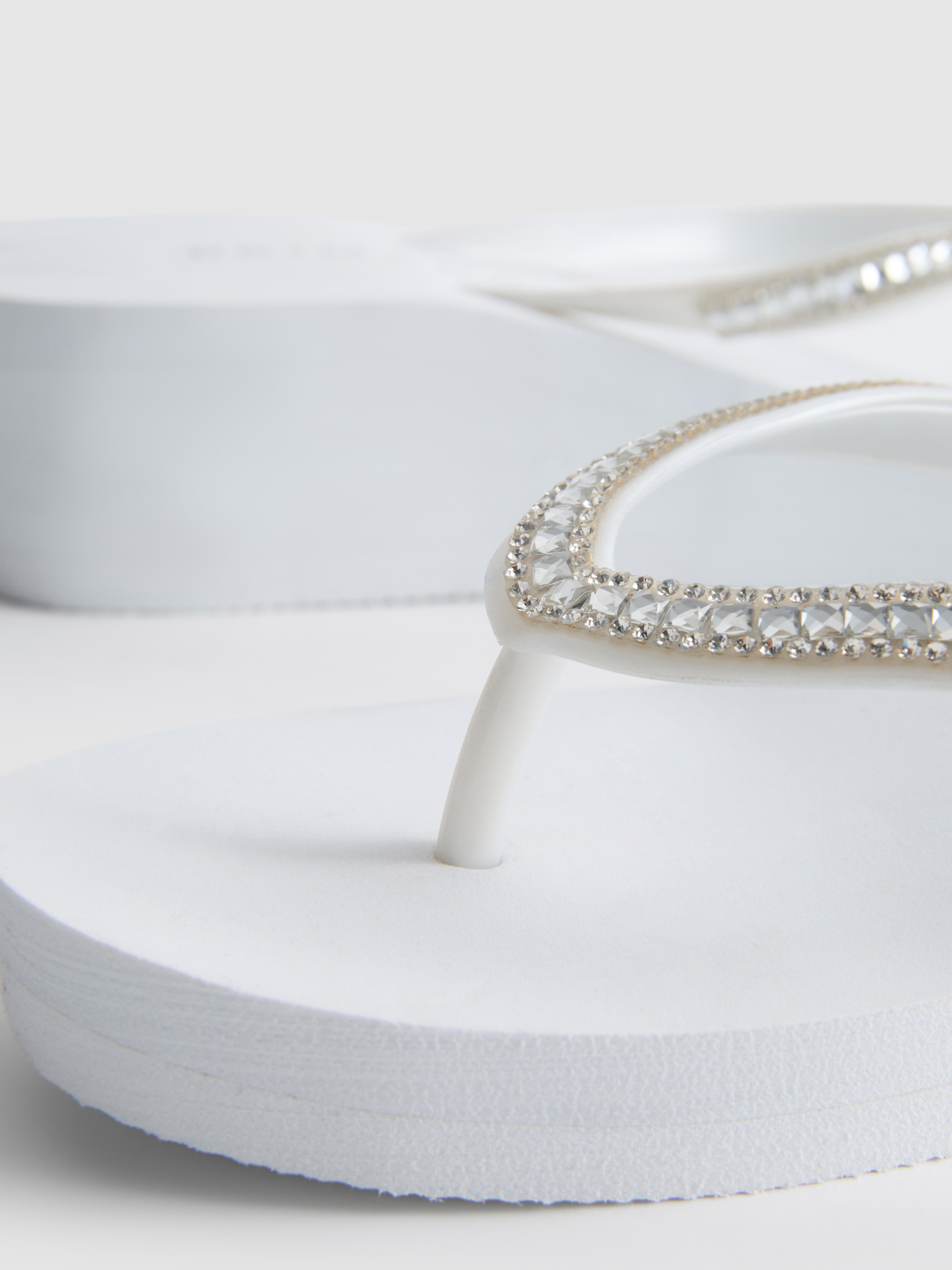 Rhinestone Wedge Flip Flops