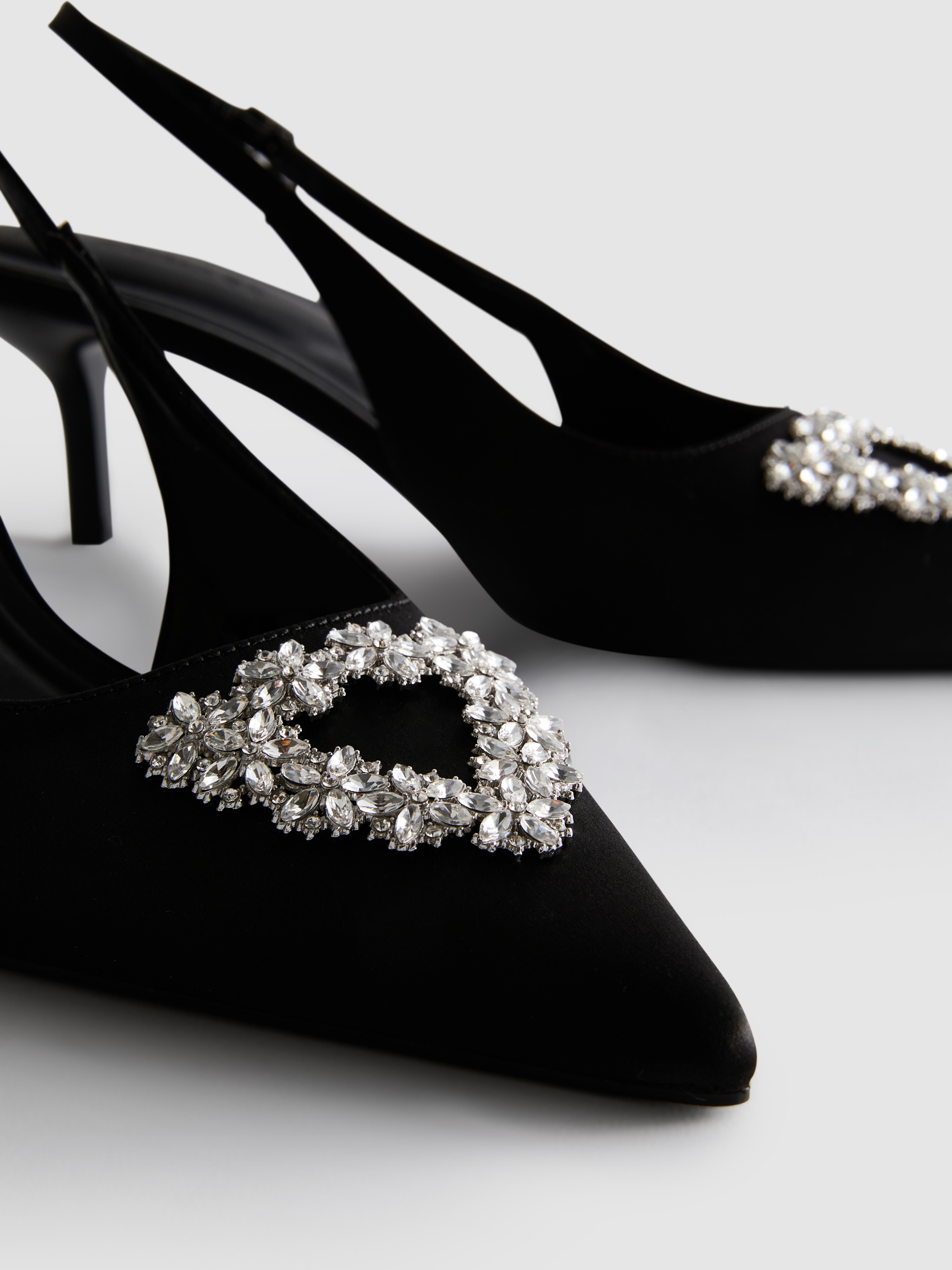 Embellished Slingback Kitten Heels
