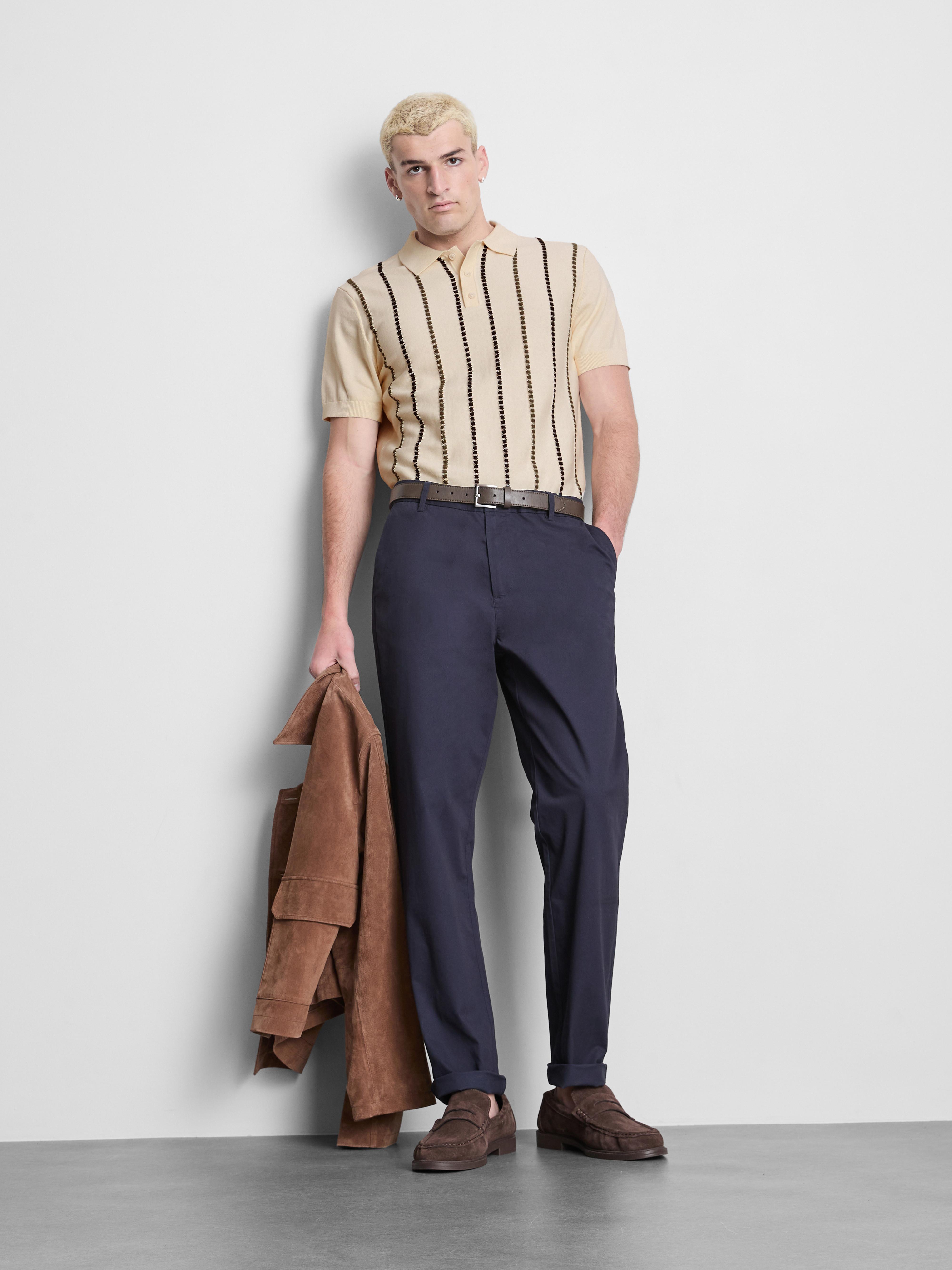 Stripe Knitted Polo Shirt