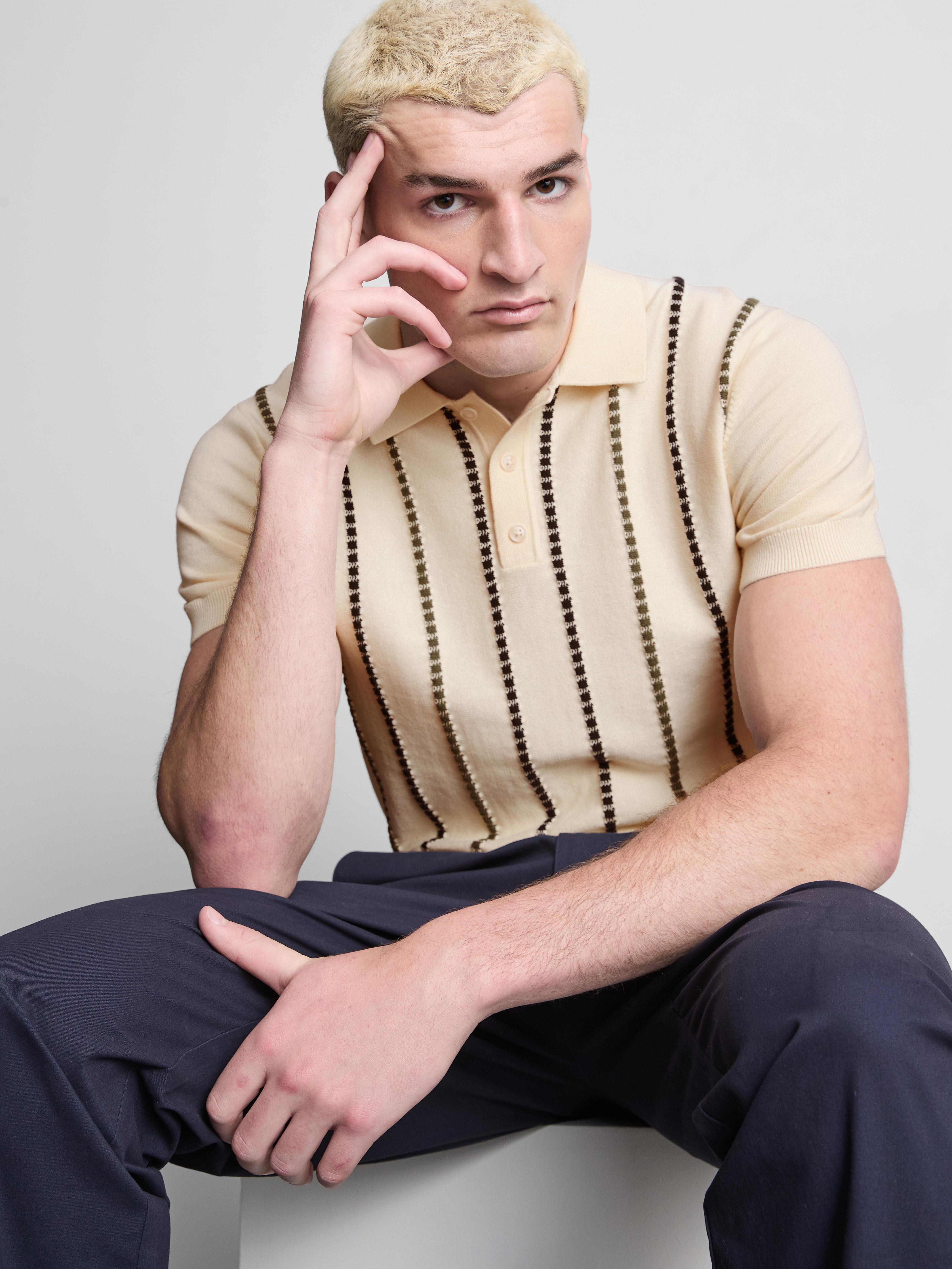 Stripe Knitted Polo Shirt