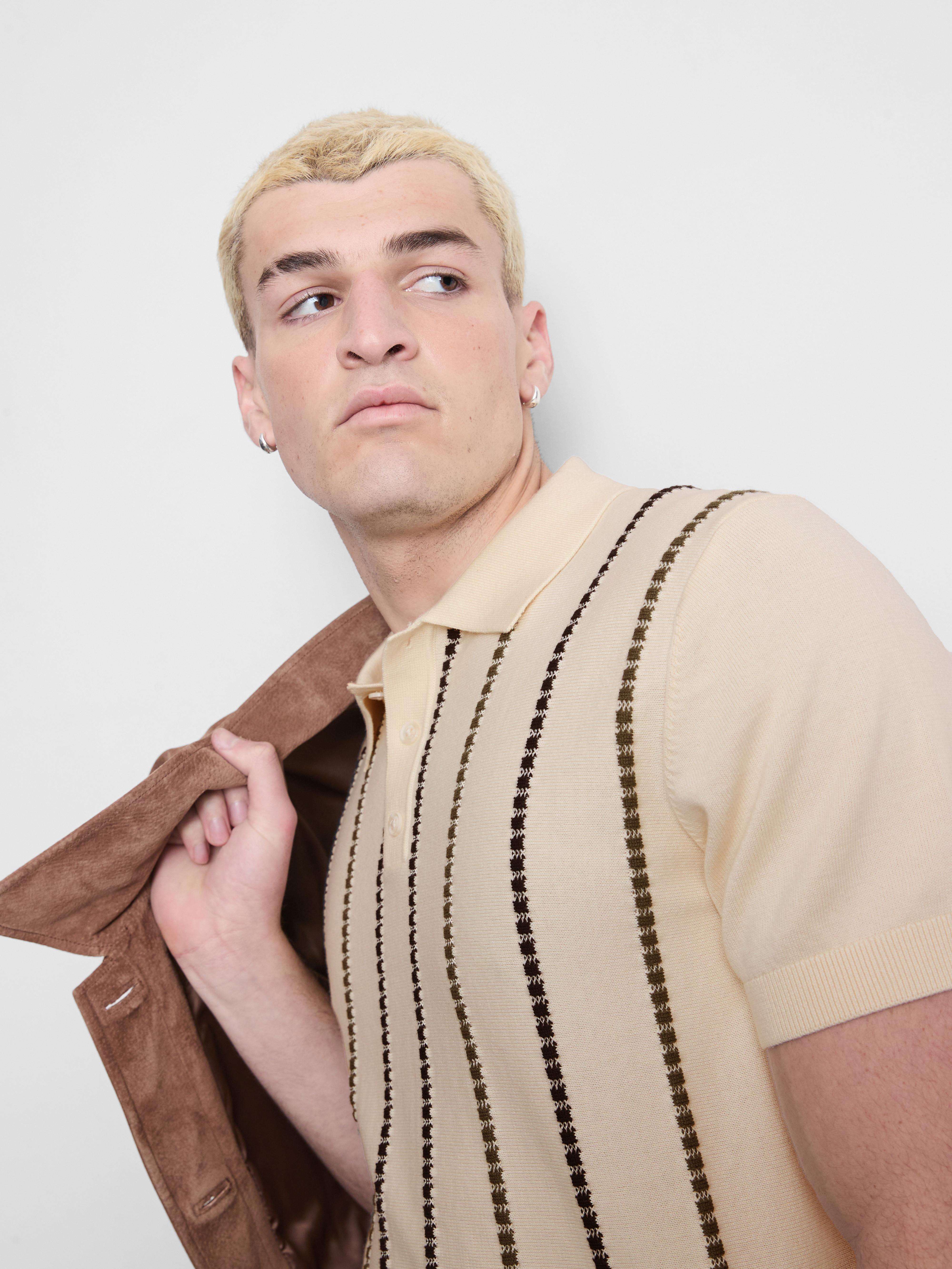 Stripe Knitted Polo Shirt