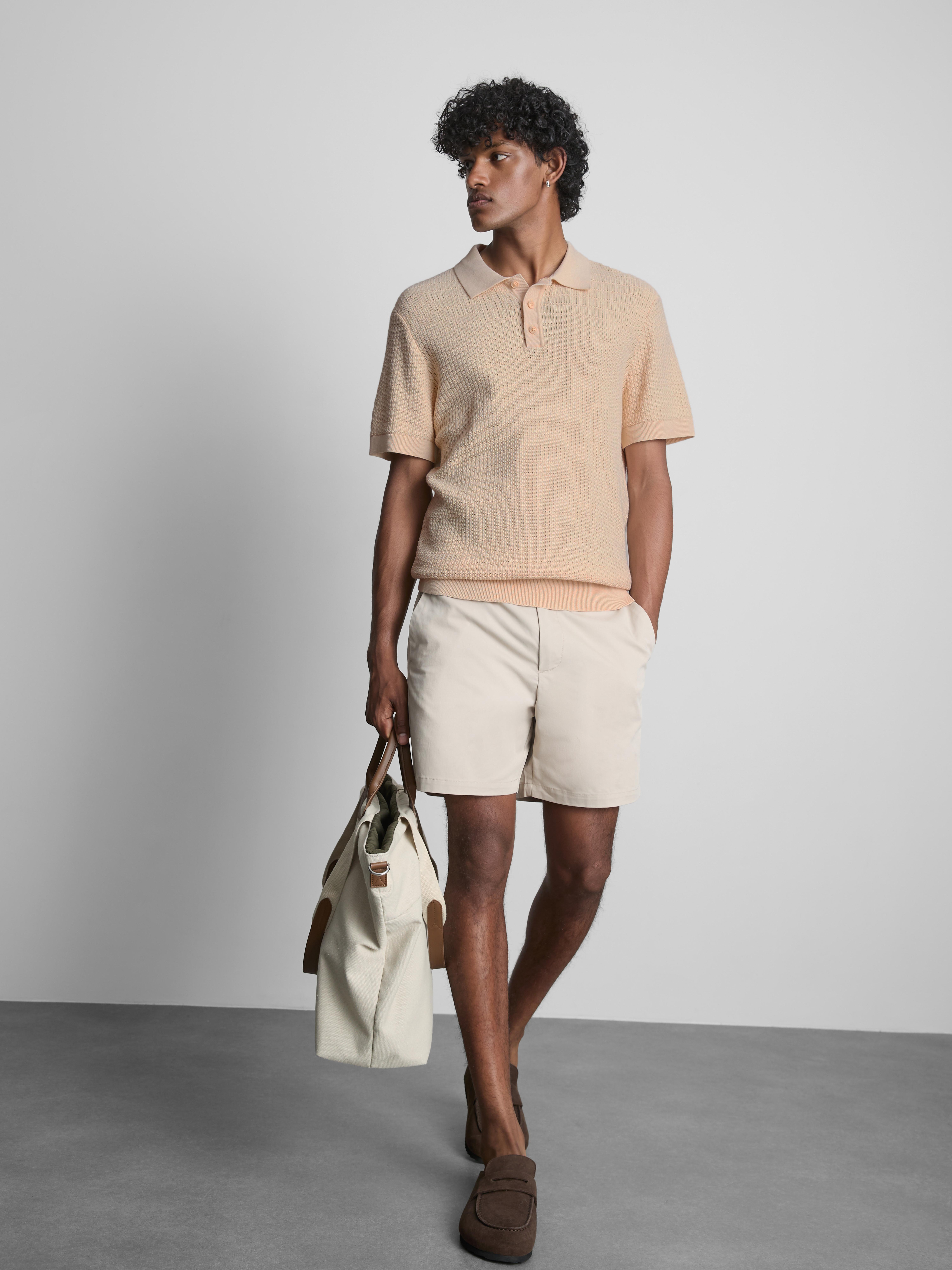 Tricou polo tricotat Ecru