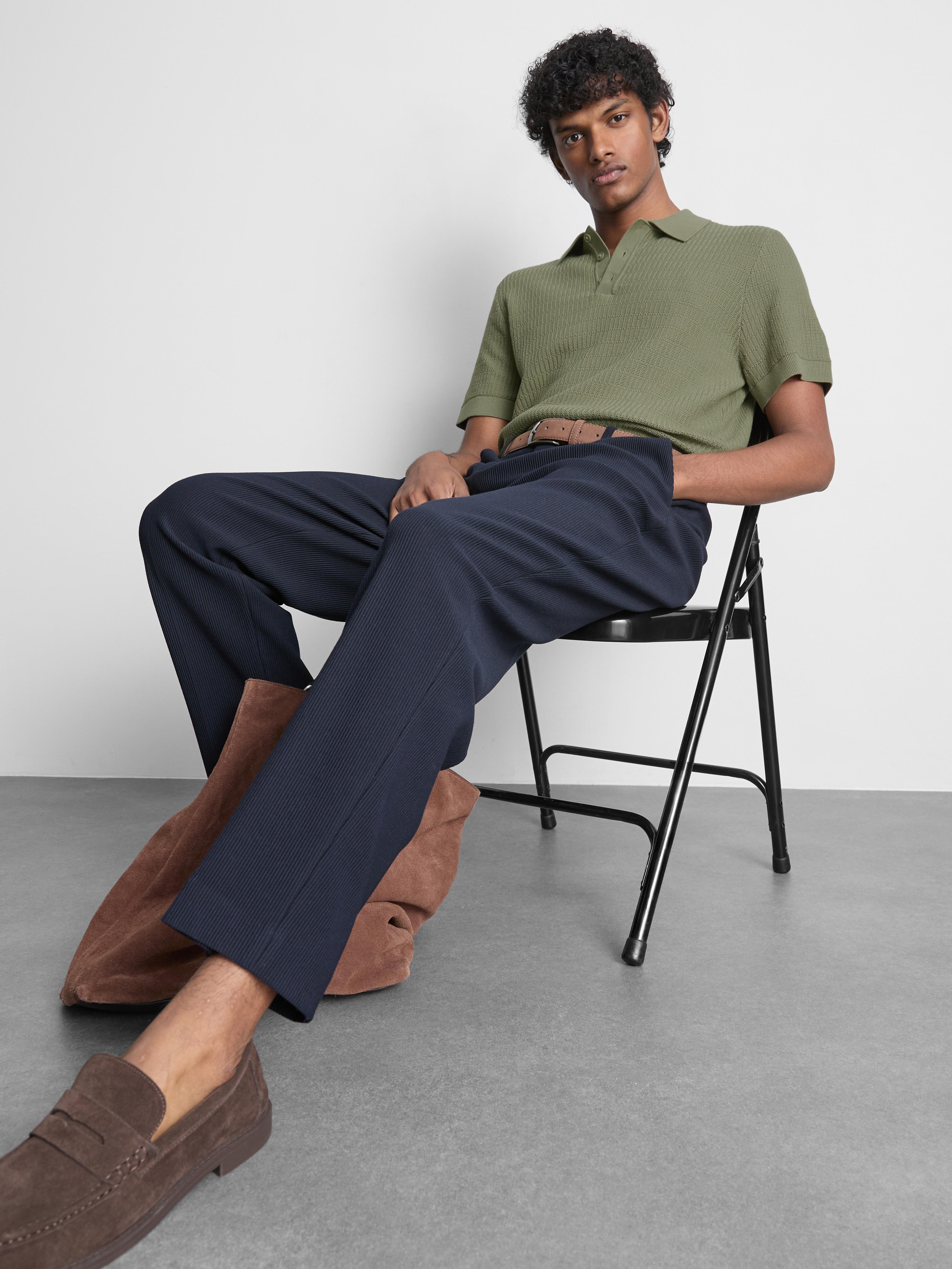 Polo en maille texturée