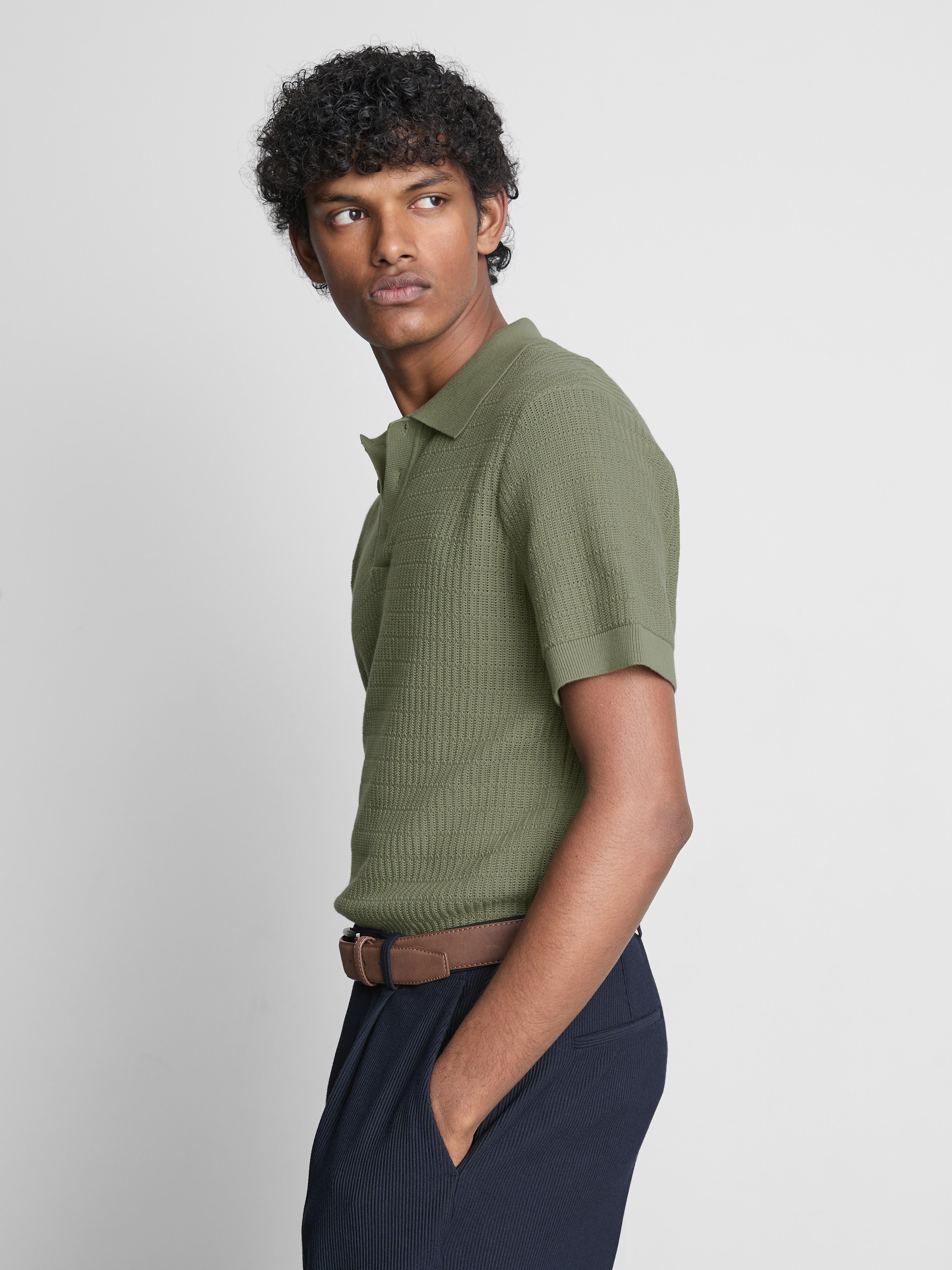 Polo en maille texturée