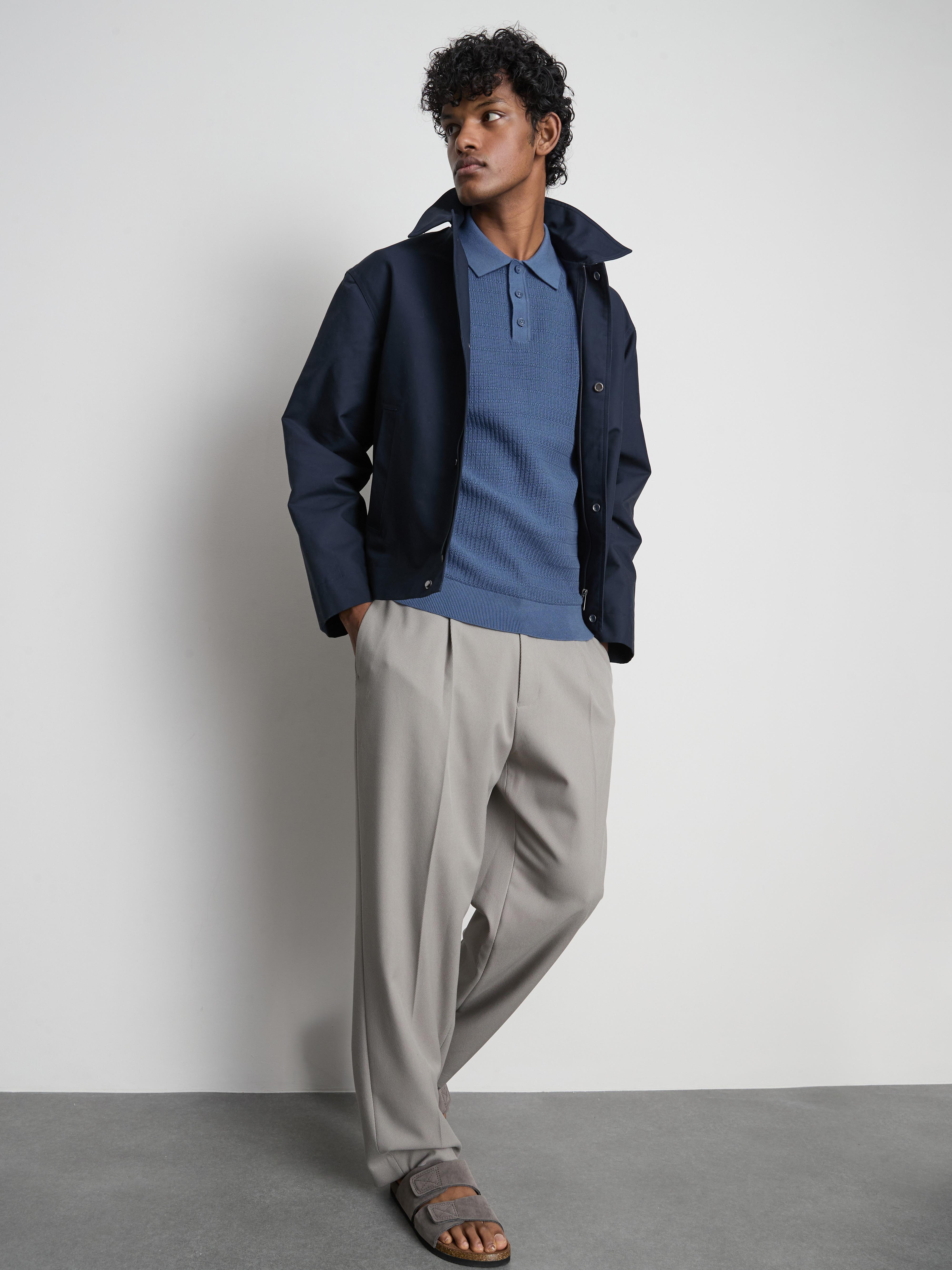 Tricou polo tricotat Albastru