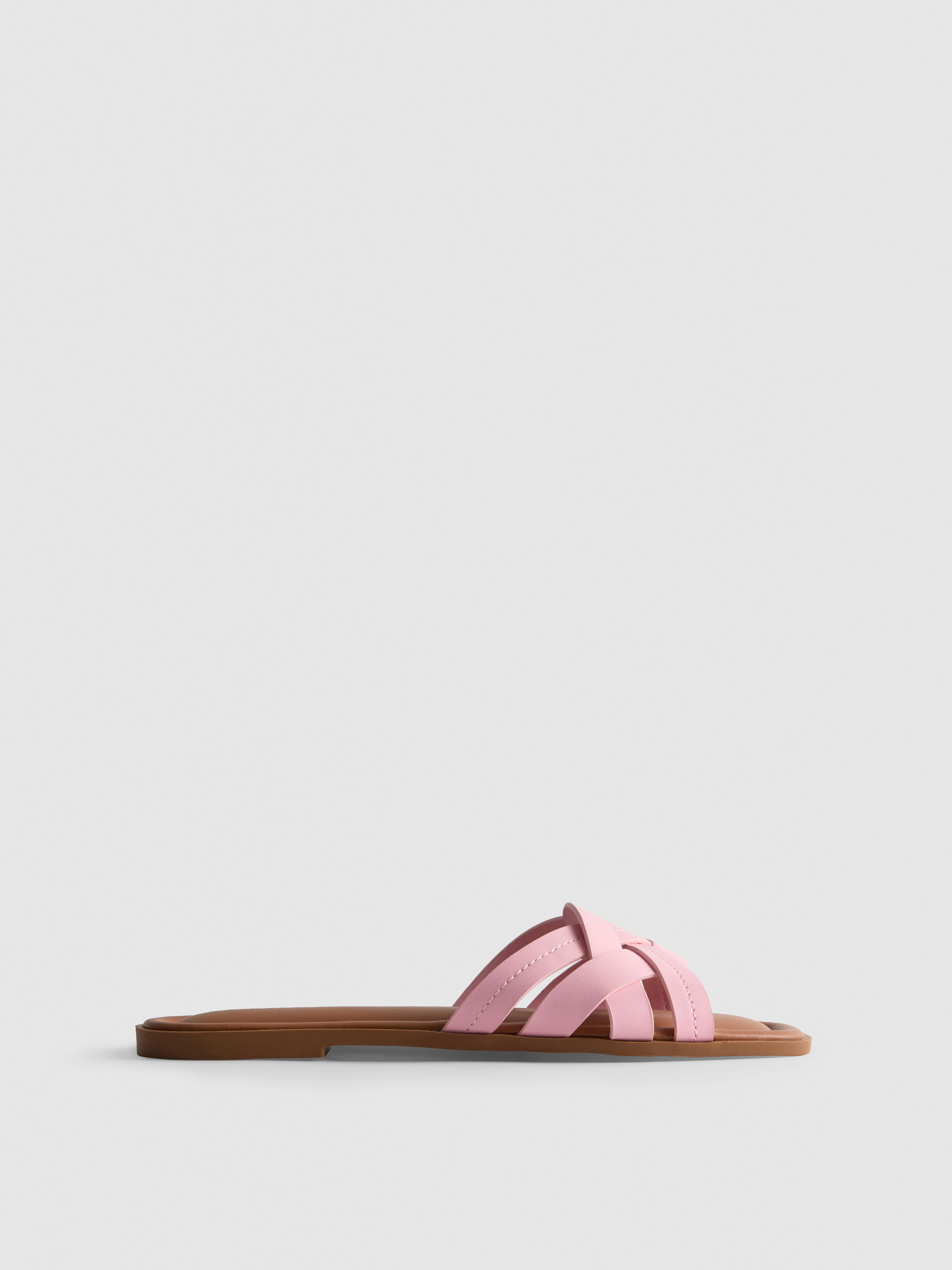 Faux Leather Weave Sandals Pink