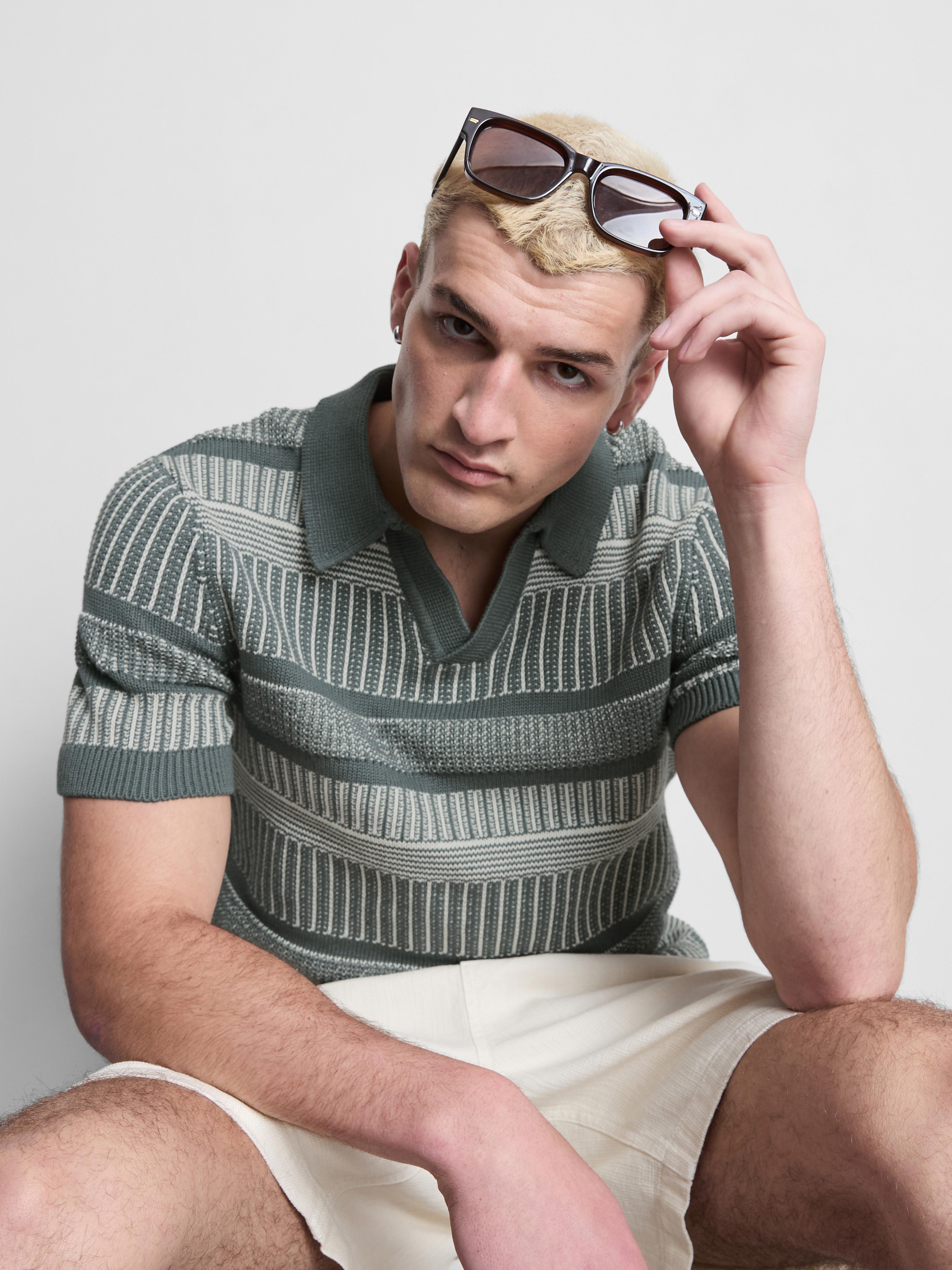 Striped Knitted Polo Shirt