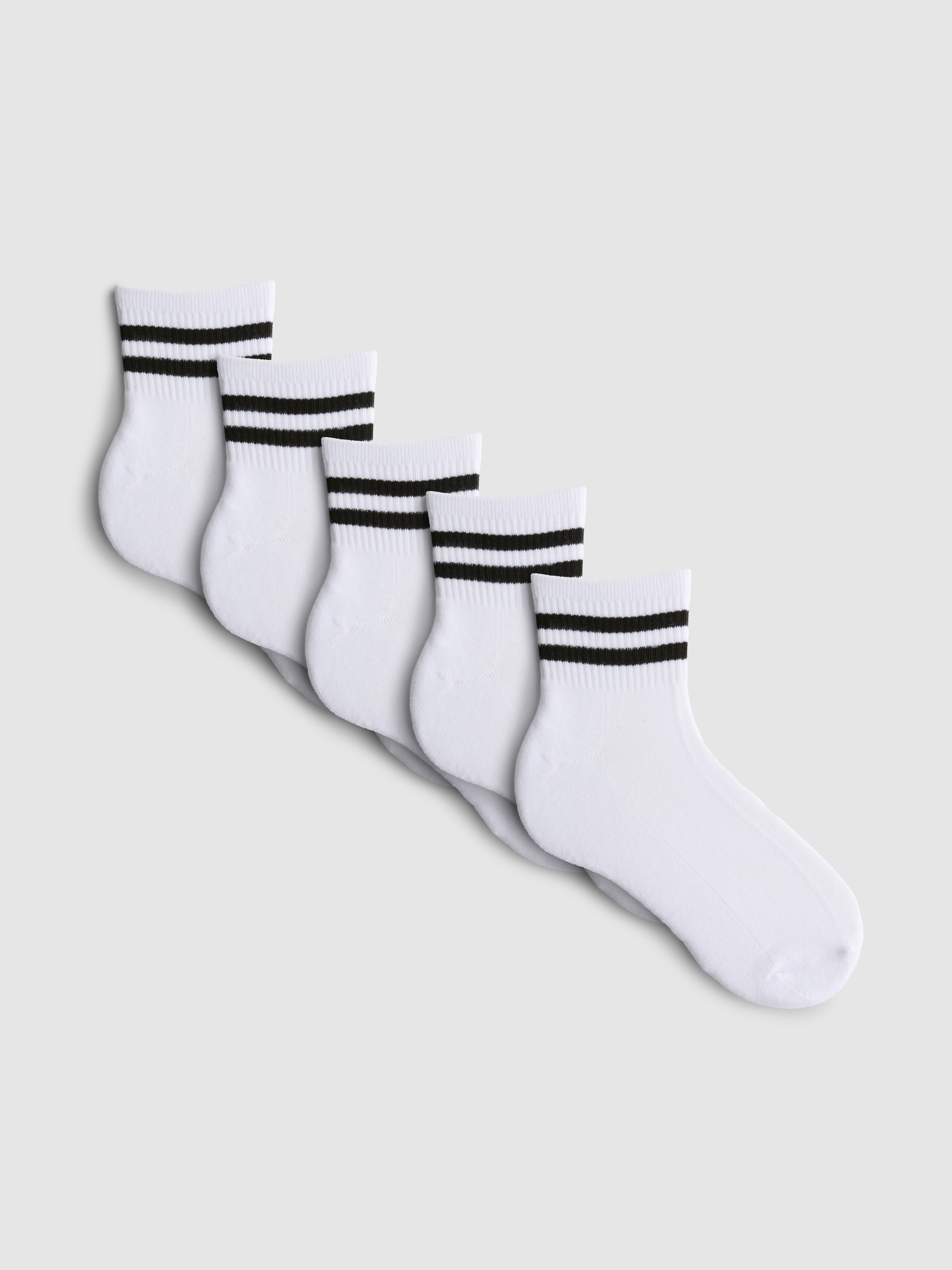 Men's Black/White 5-Pack Stripe Sneaker Socks