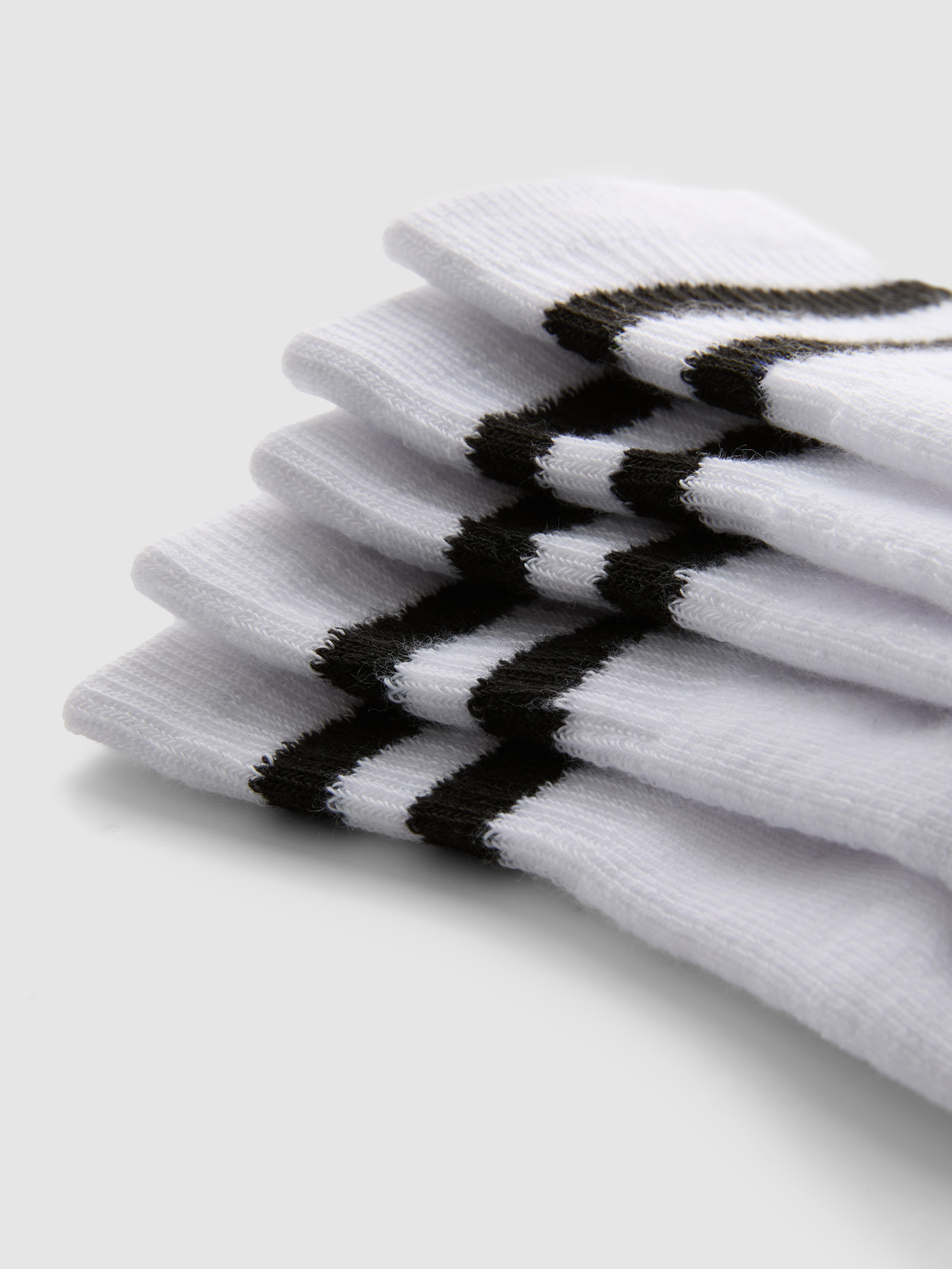 Men's Black/White 5-Pack Stripe Sneaker Socks