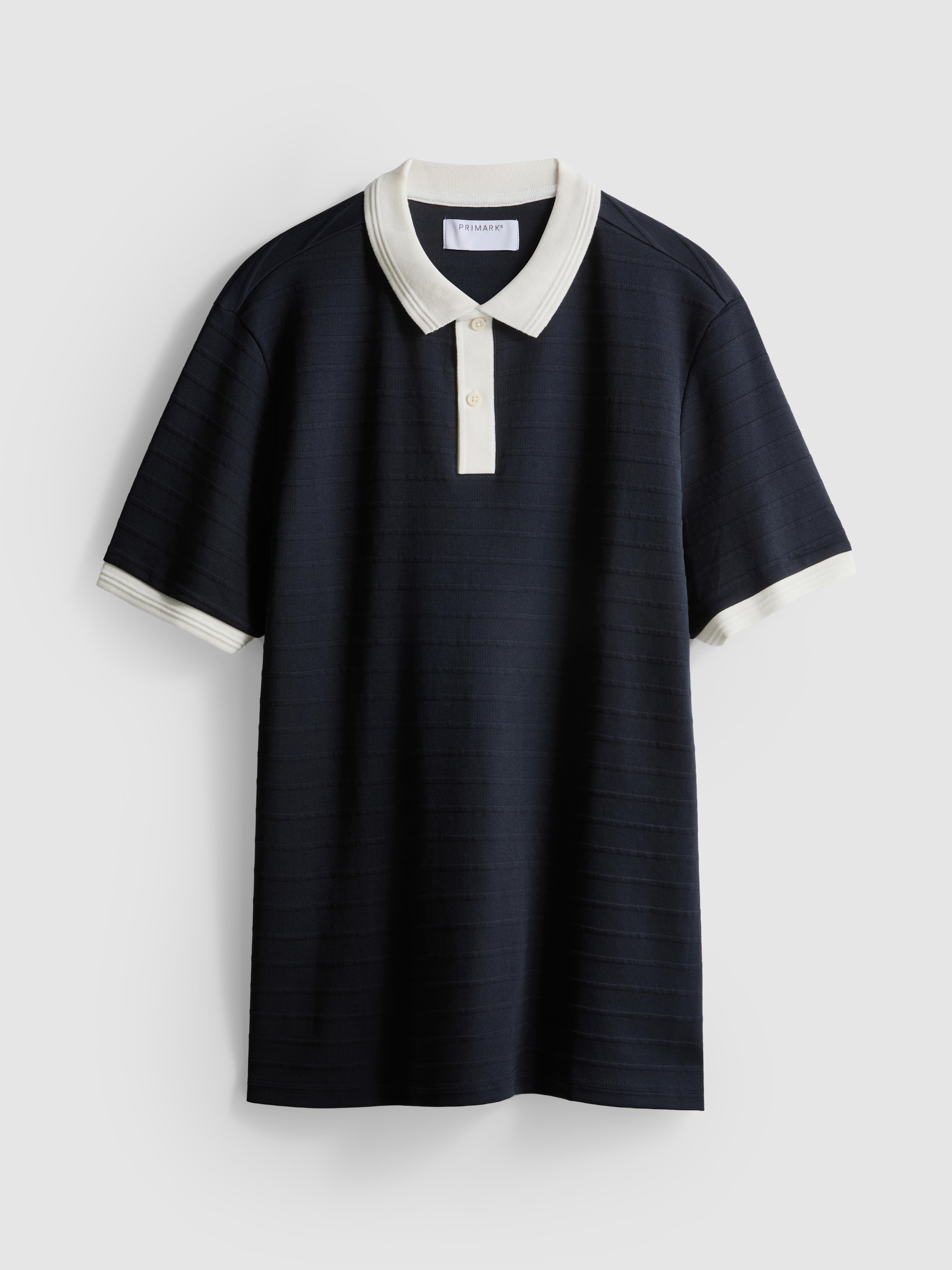 Ottoman Textured Polo Shirt Navy