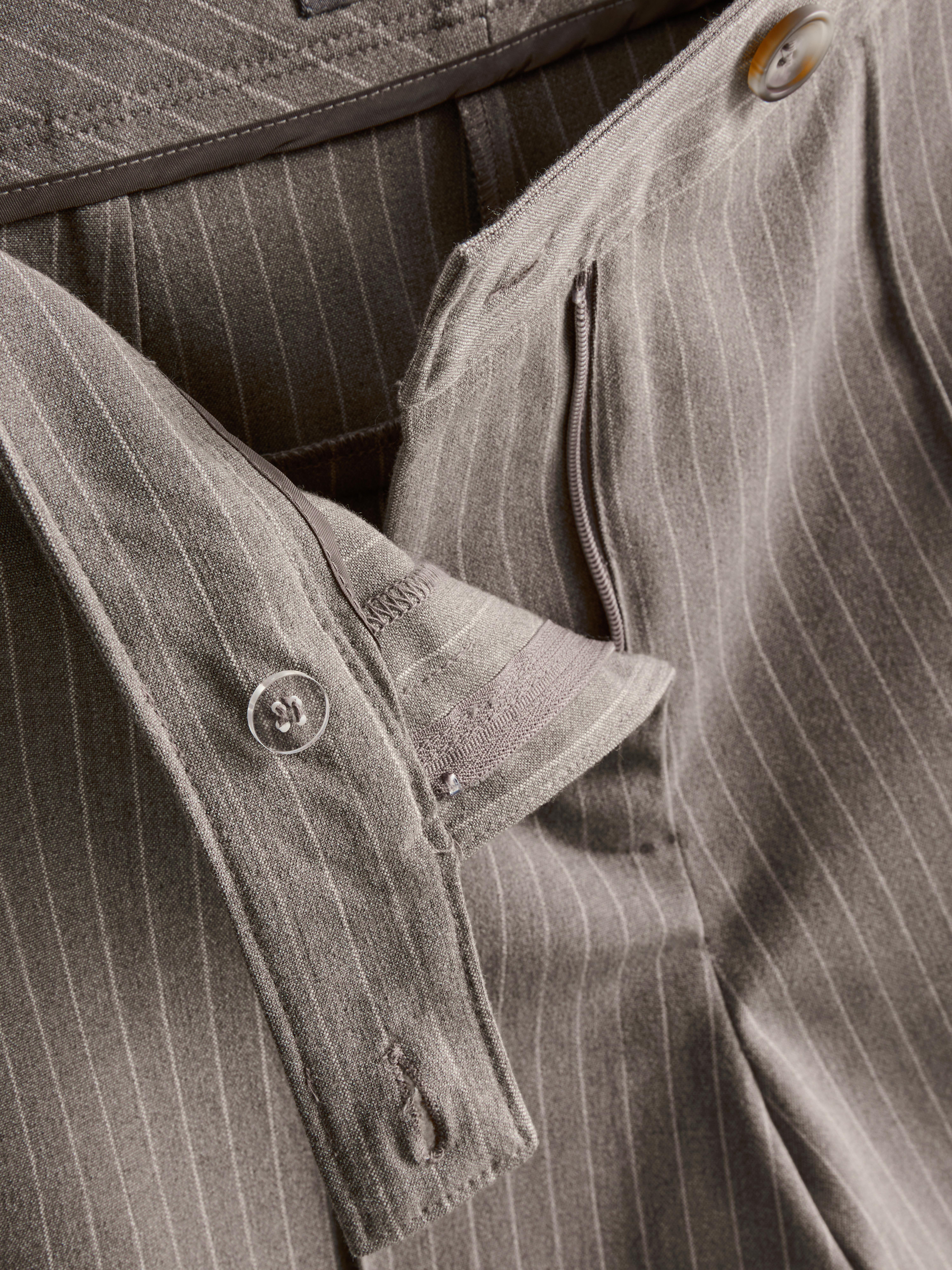 Brushed Wide-Leg Pinstripe Pants