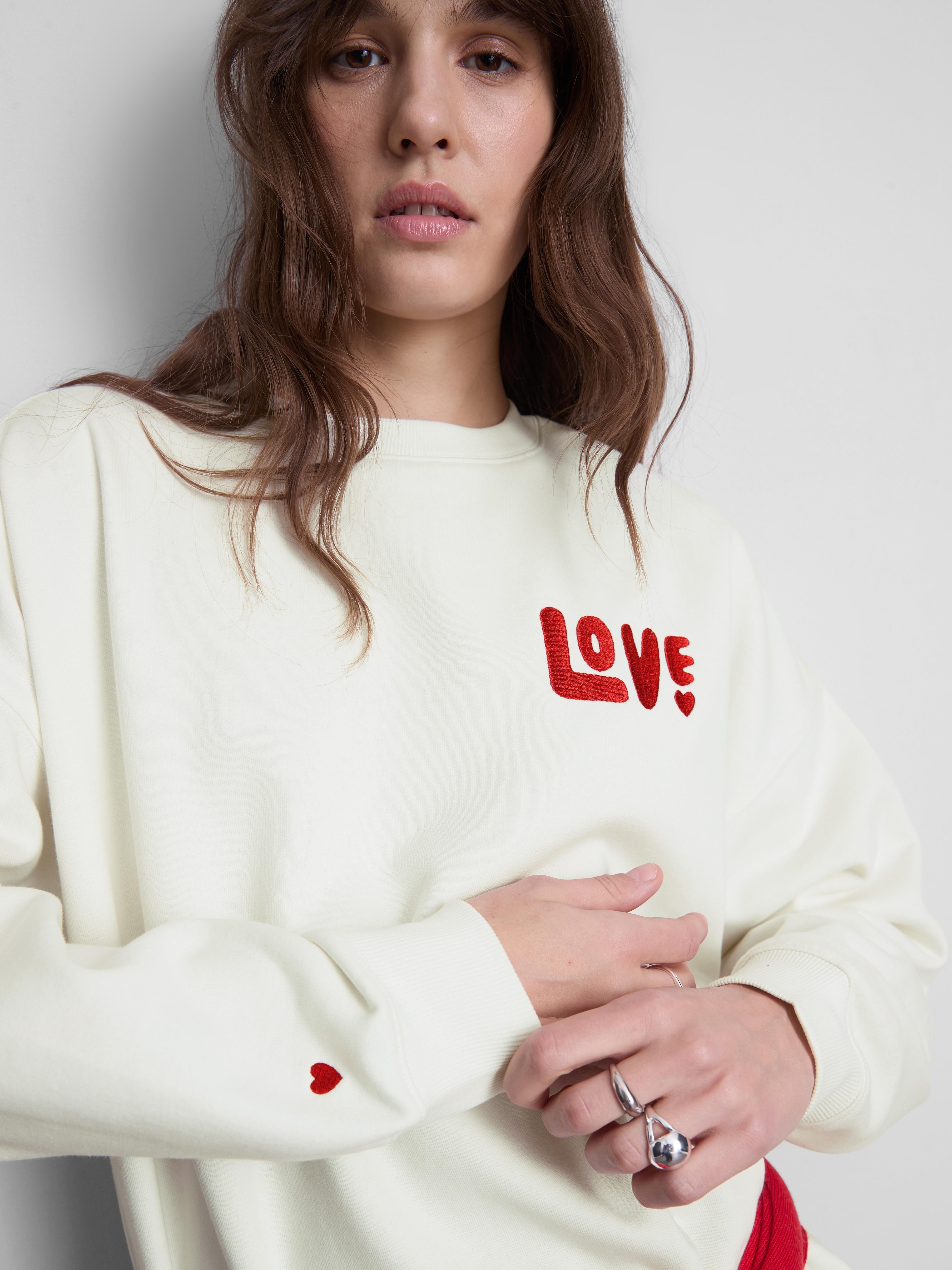 Women's Ivory Love Embroidered Sweatshirt