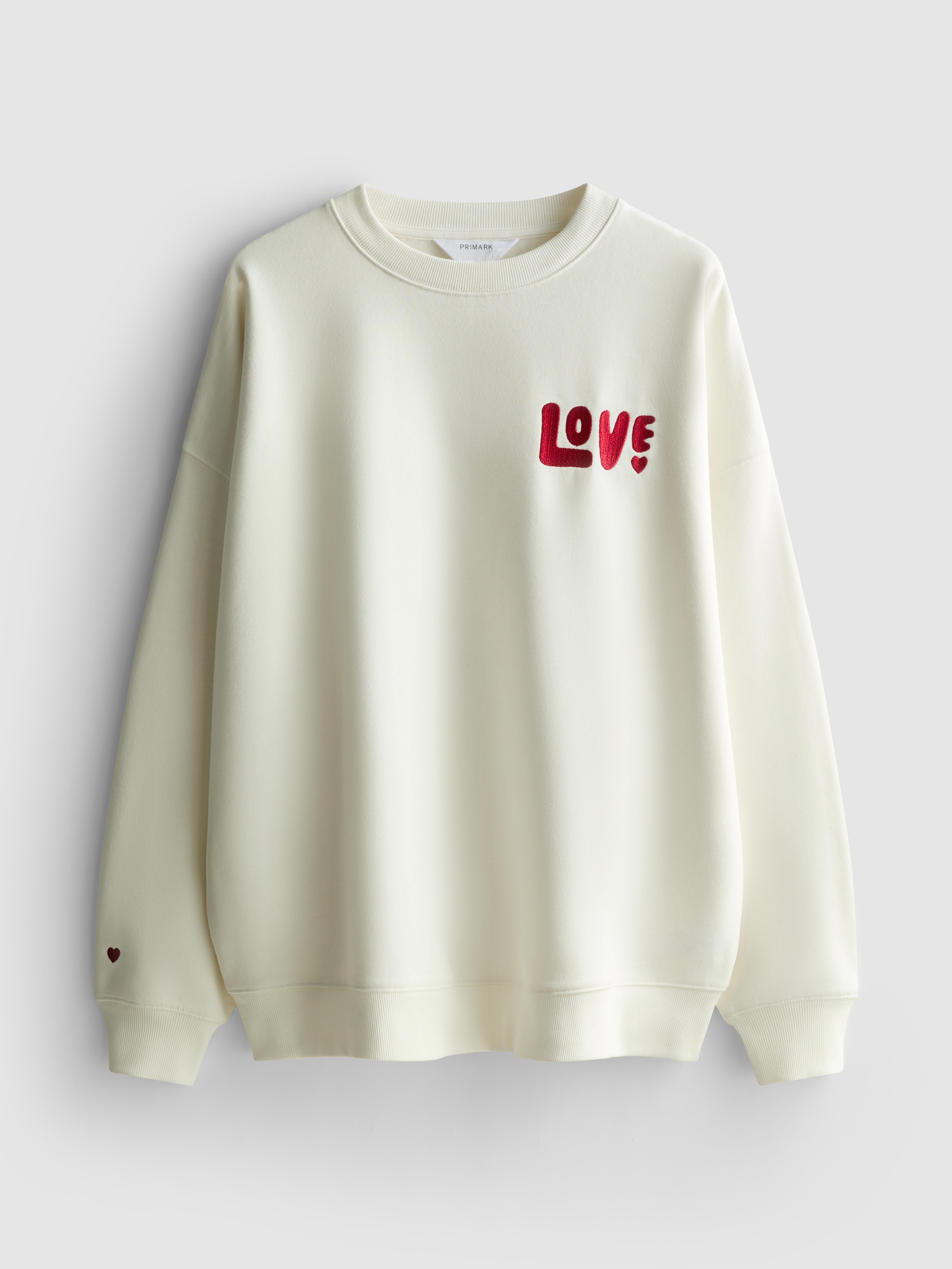 Women's Ivory Love Embroidered Sweatshirt