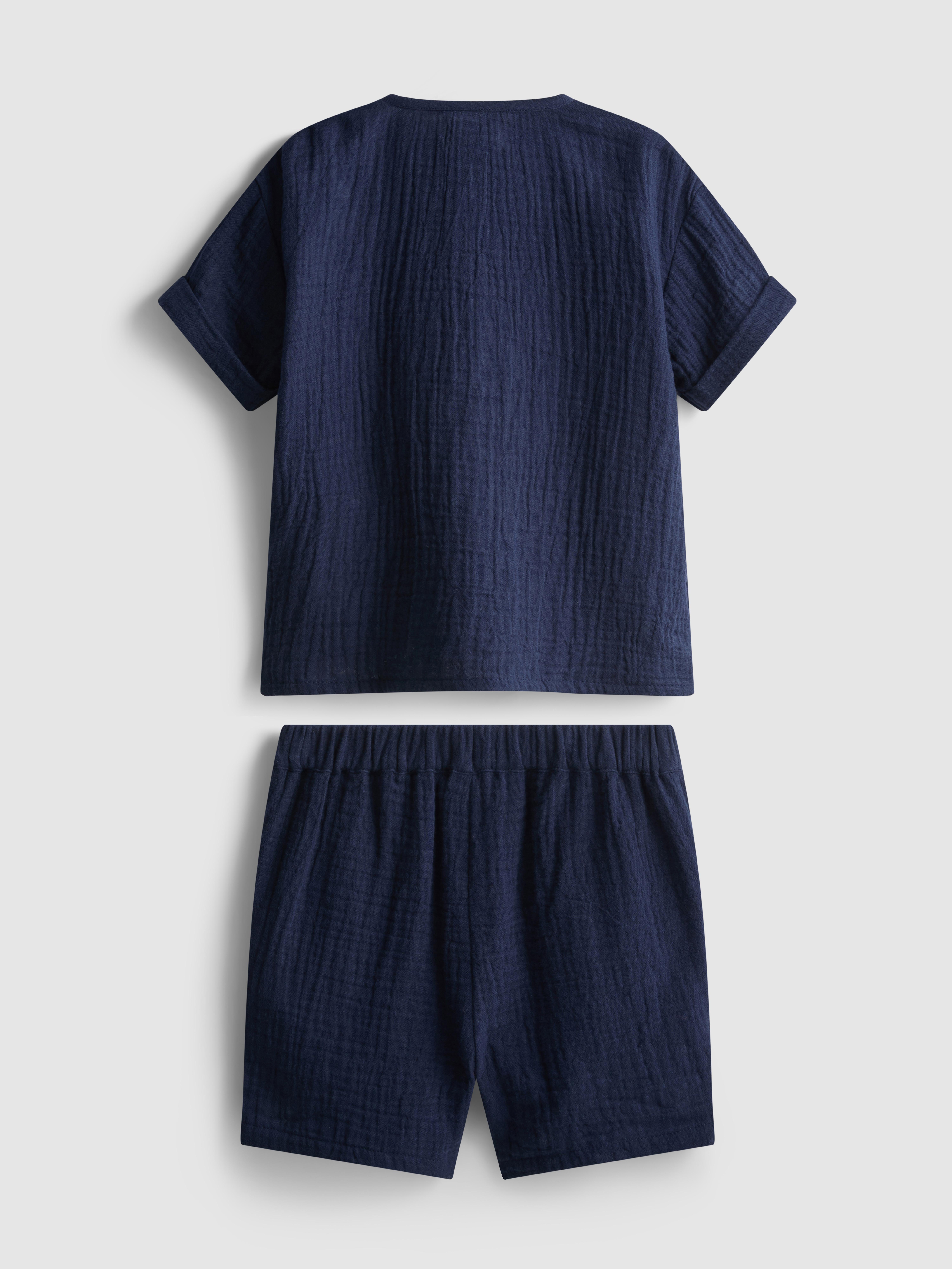 0-24mths | Cheesecloth Shirt and Shorts Set