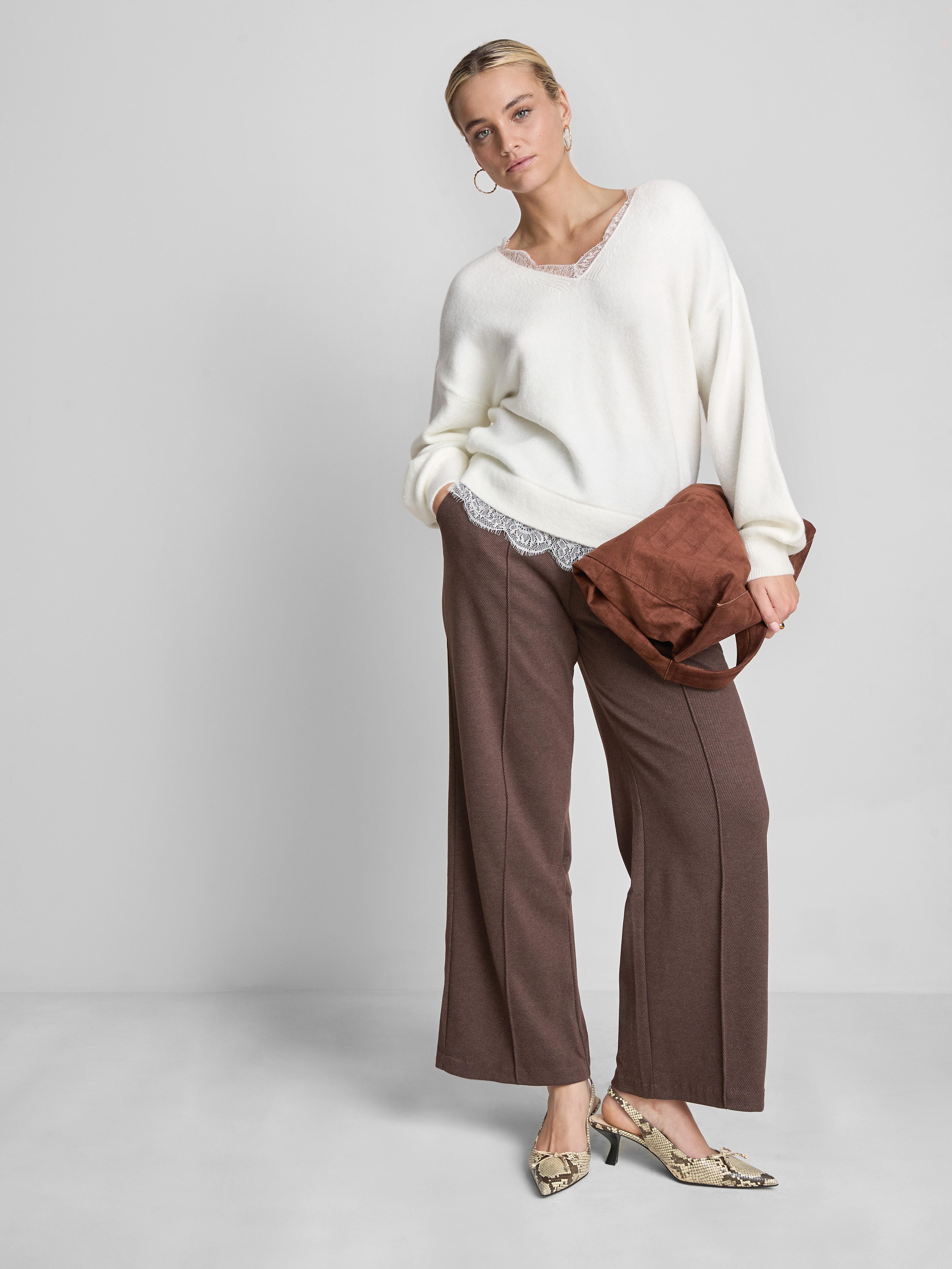 Lace Trim V-Neck Jumper