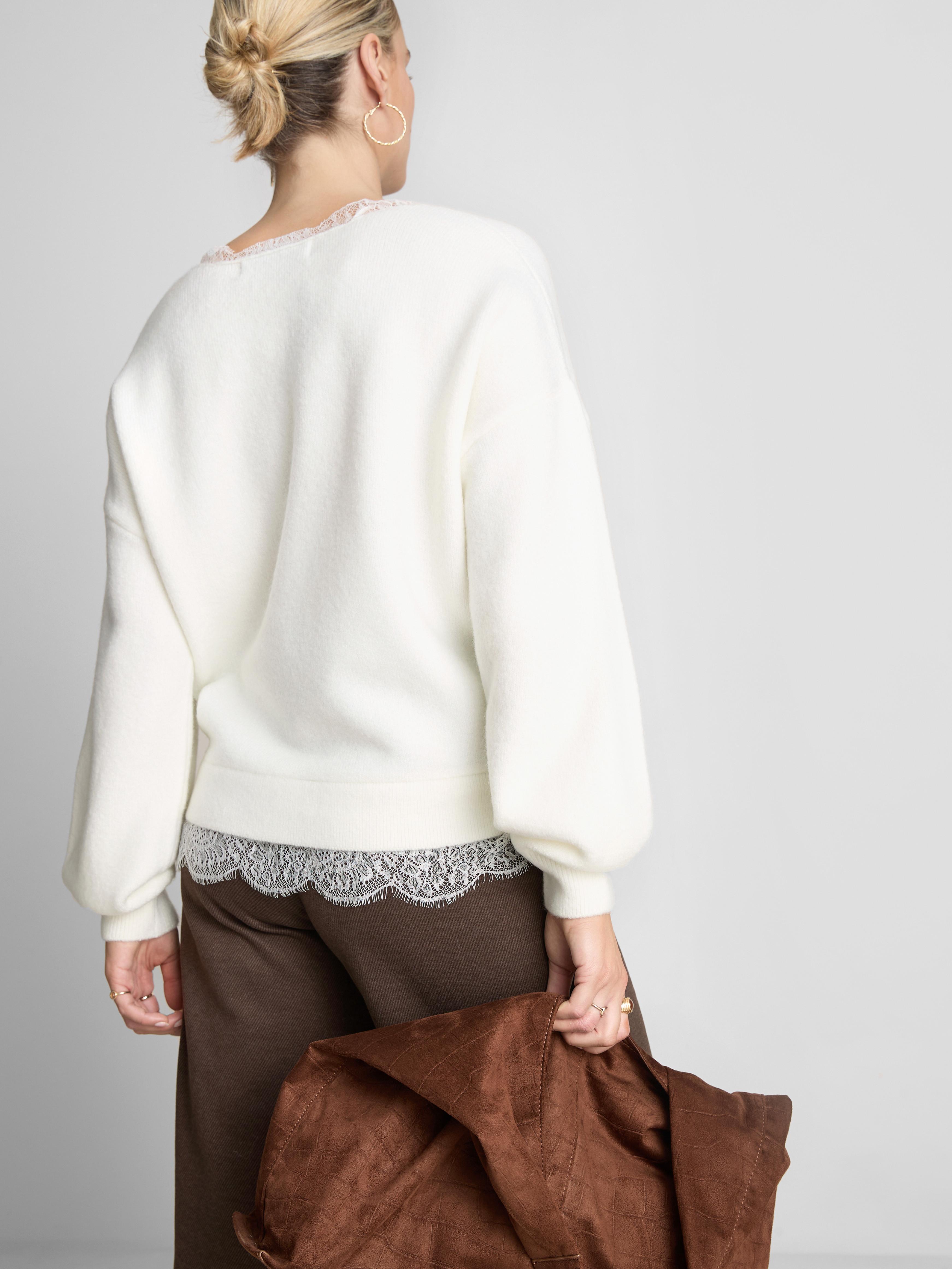 Lace Trim V-Neck Jumper