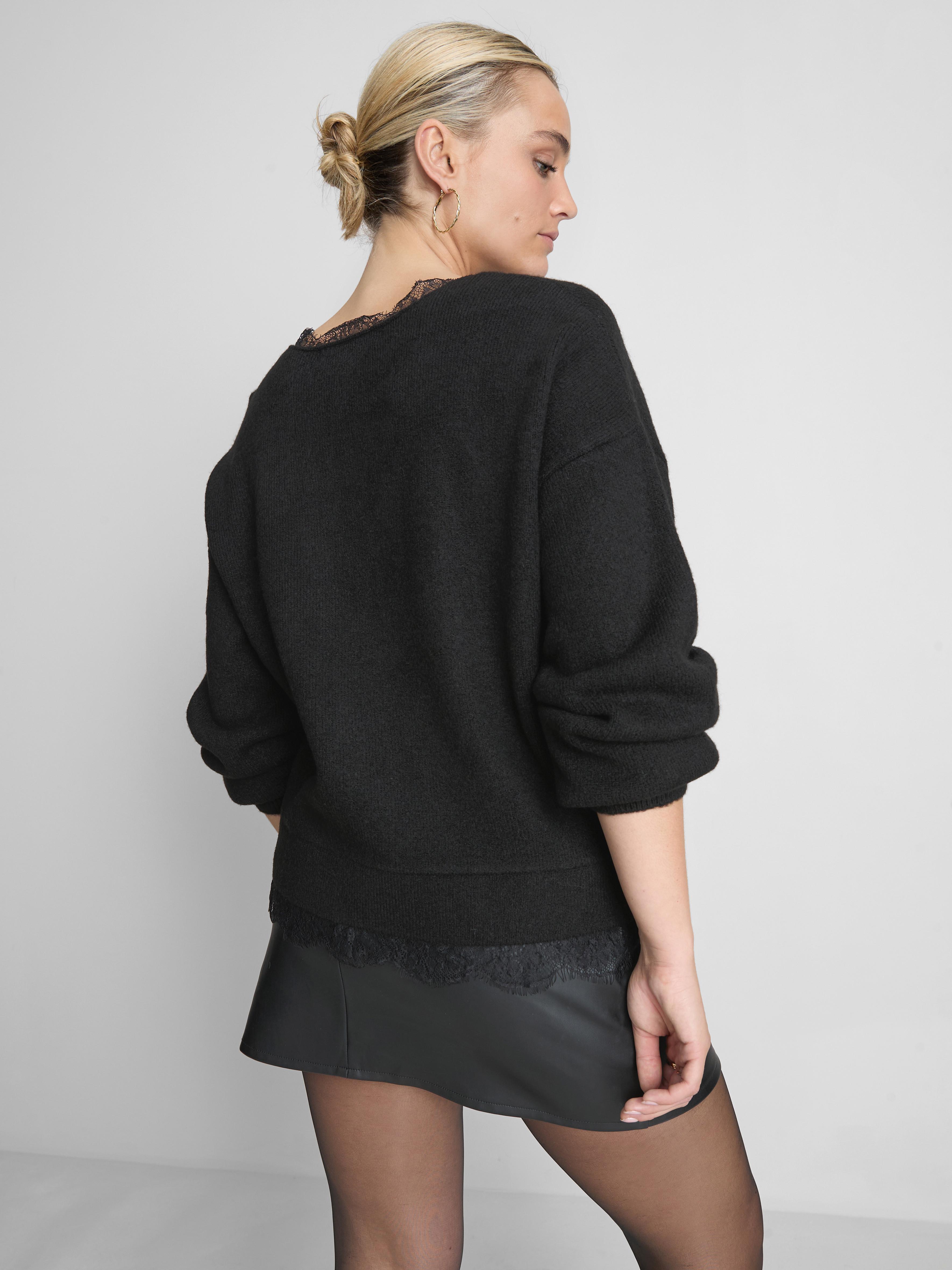 Lace Trim V-Neck Jumper