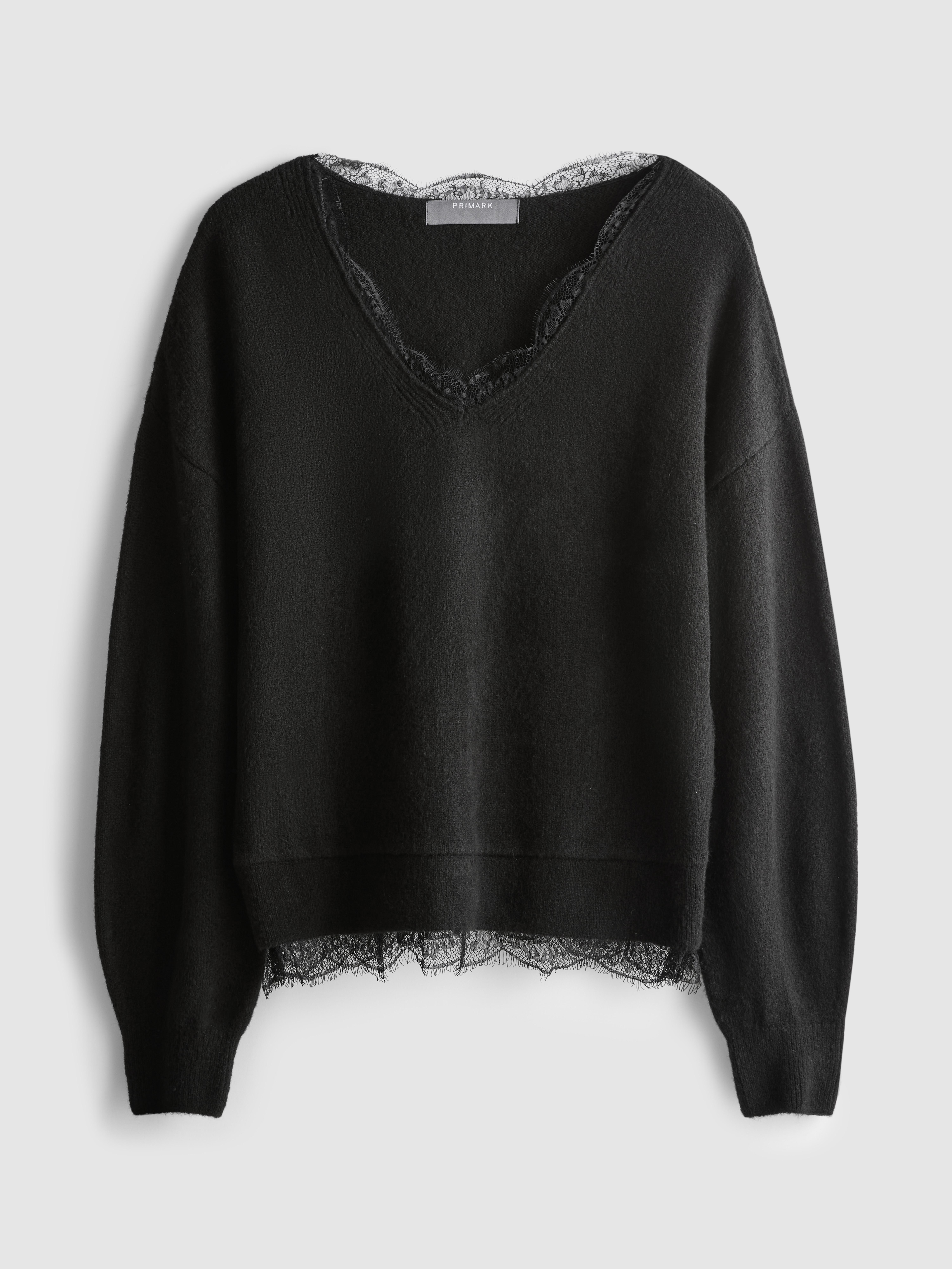 Lace Trim V-Neck Jumper