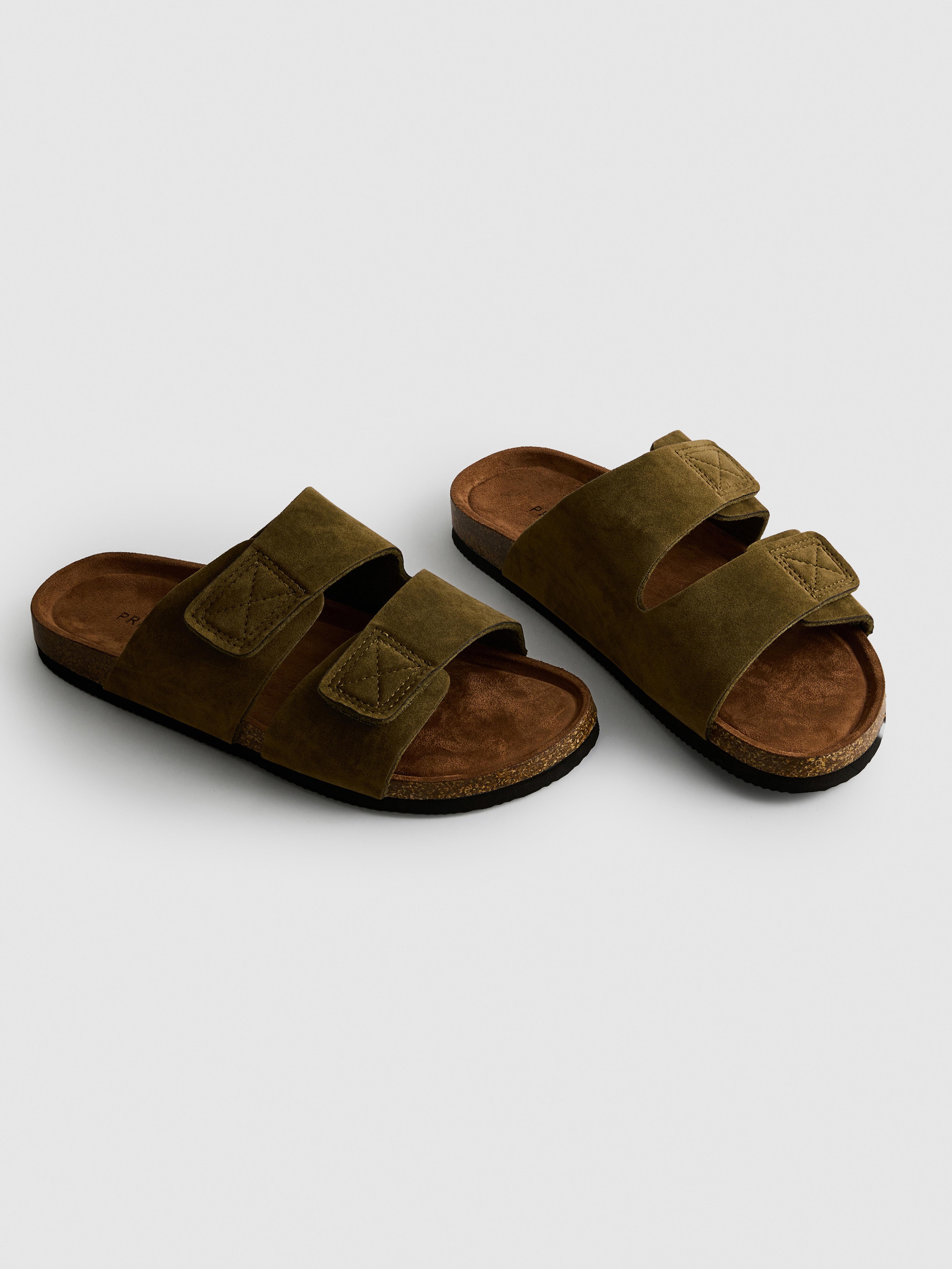 Men's Olive Two-Strap Chunky-Sole Sandals