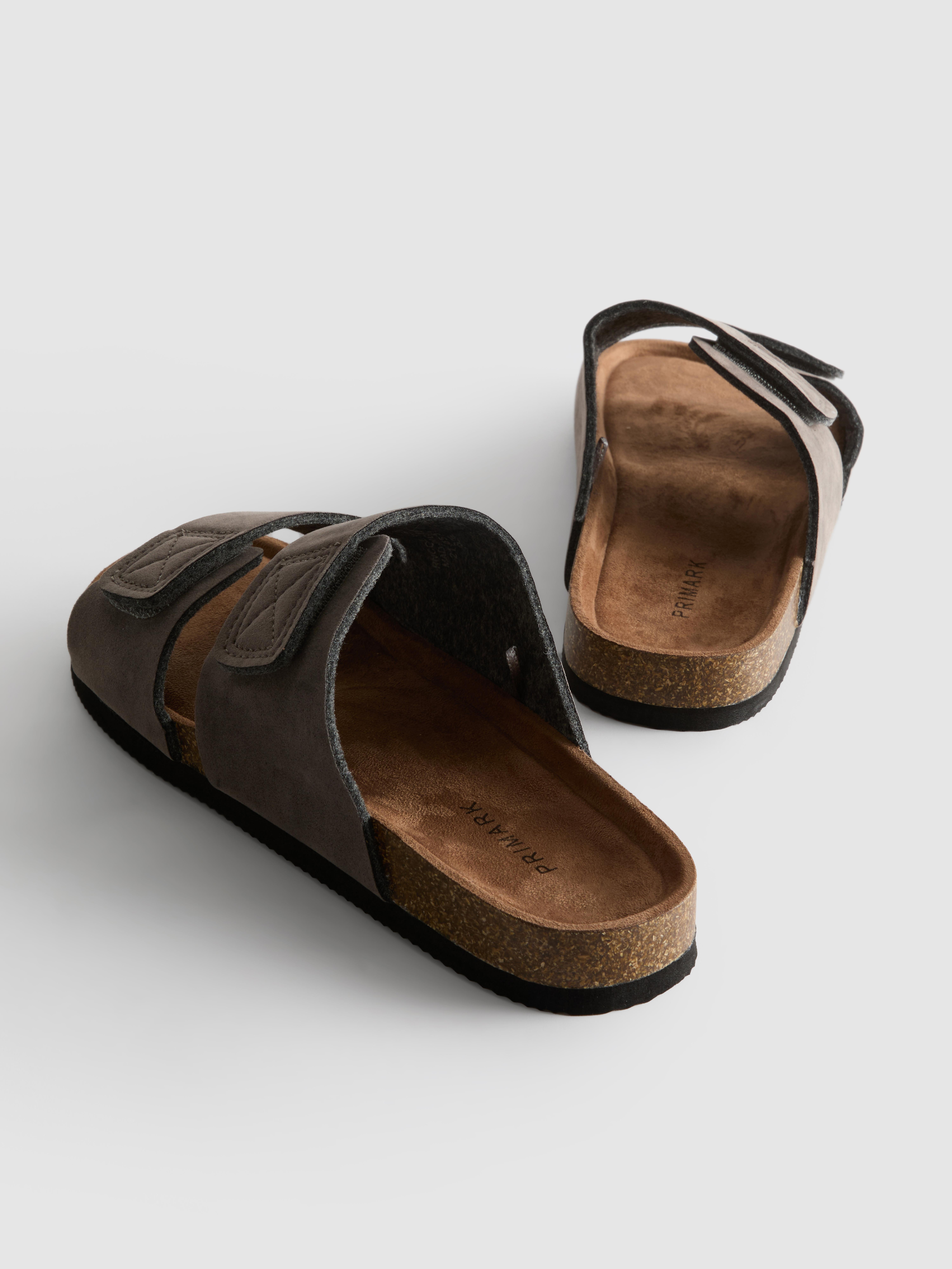 Men's Gray Two-Strap Chunky-Sole Sandals