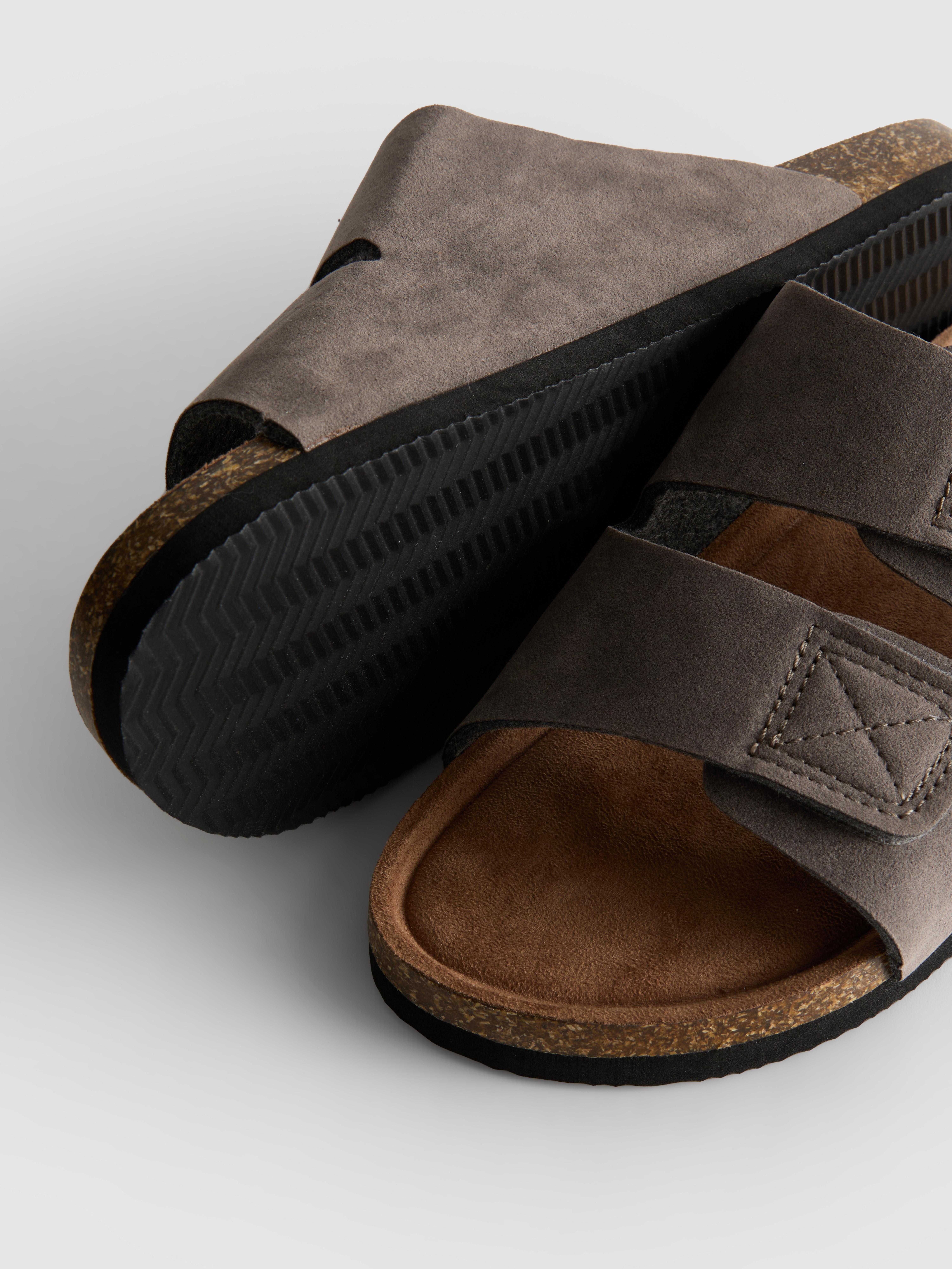 Men's Gray Two-Strap Chunky-Sole Sandals