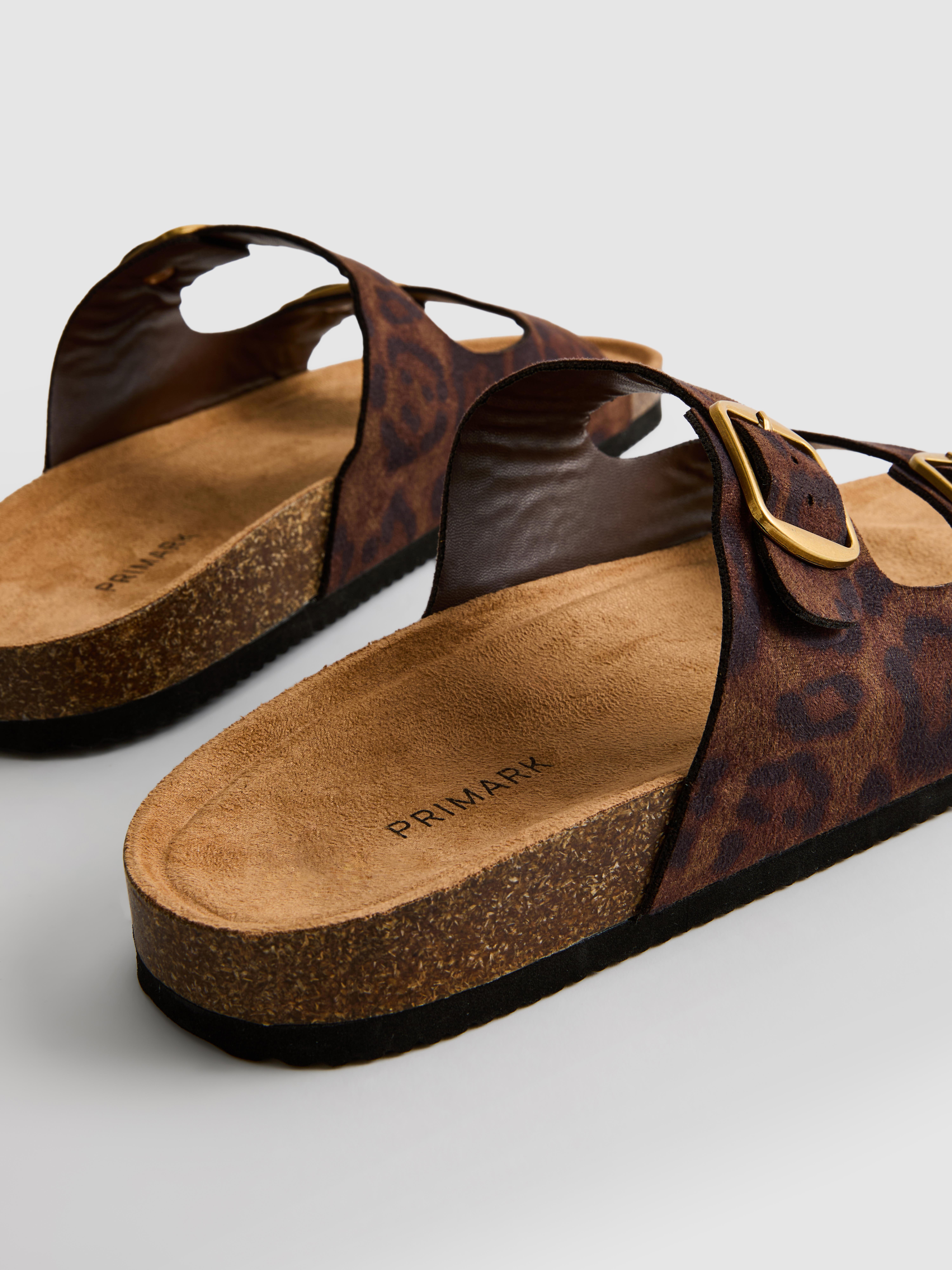 Women's Multi Leopard-Print Double-Strap Footbed Sandals