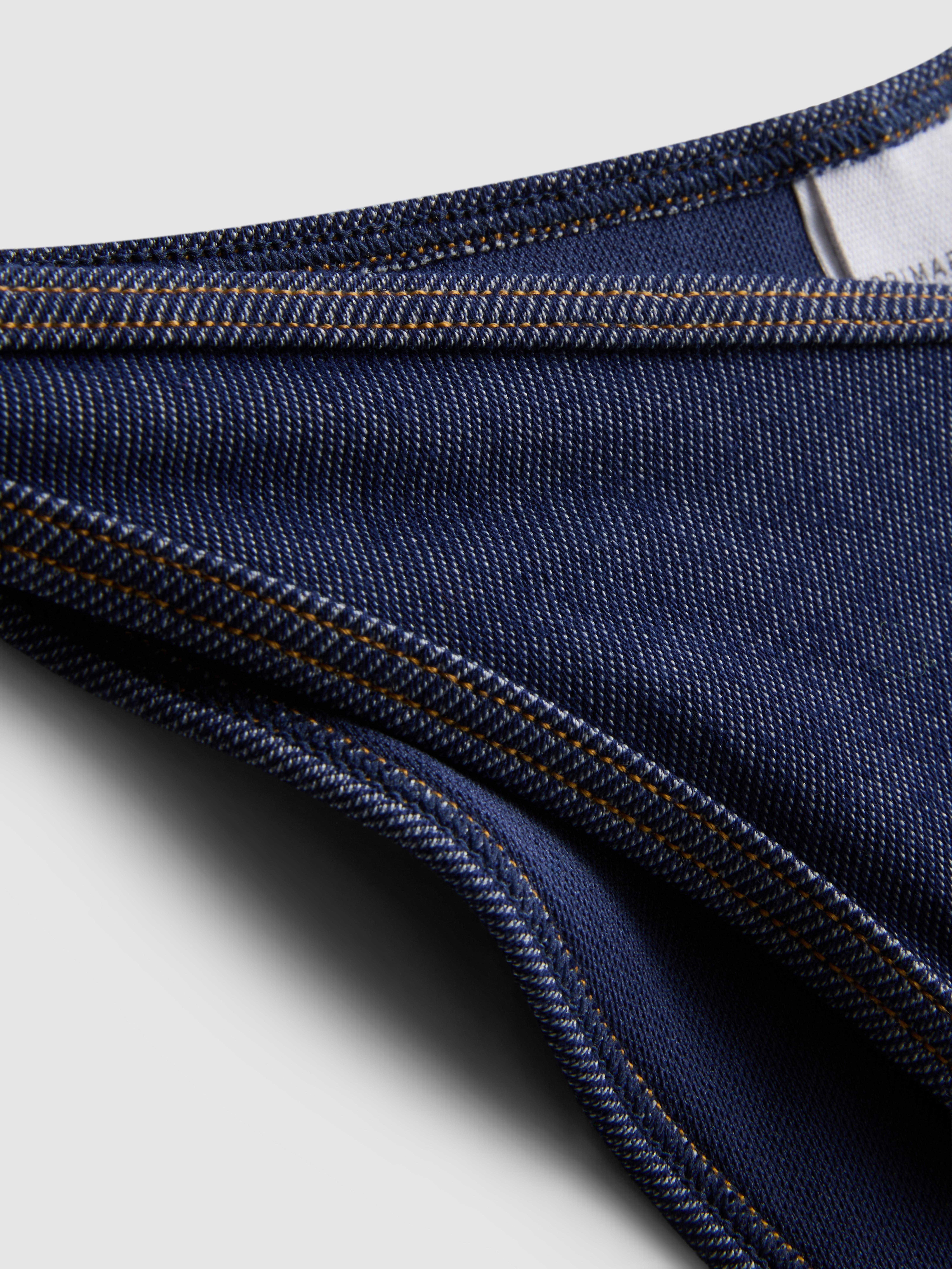 Women's Blue Denim-Look Side-Tie Bikini Bottoms