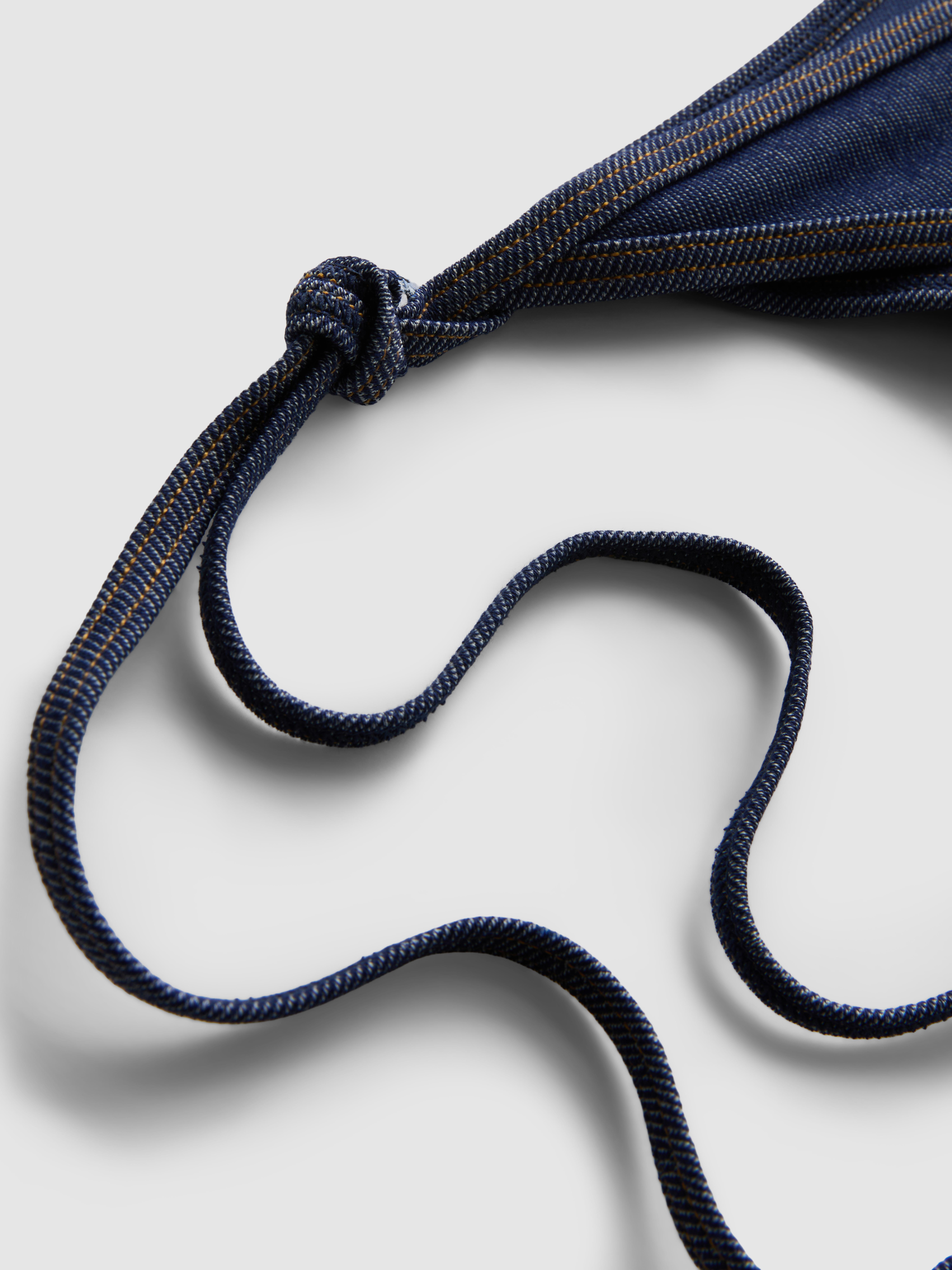 Women's Blue Denim-Look Side-Tie Bikini Bottoms